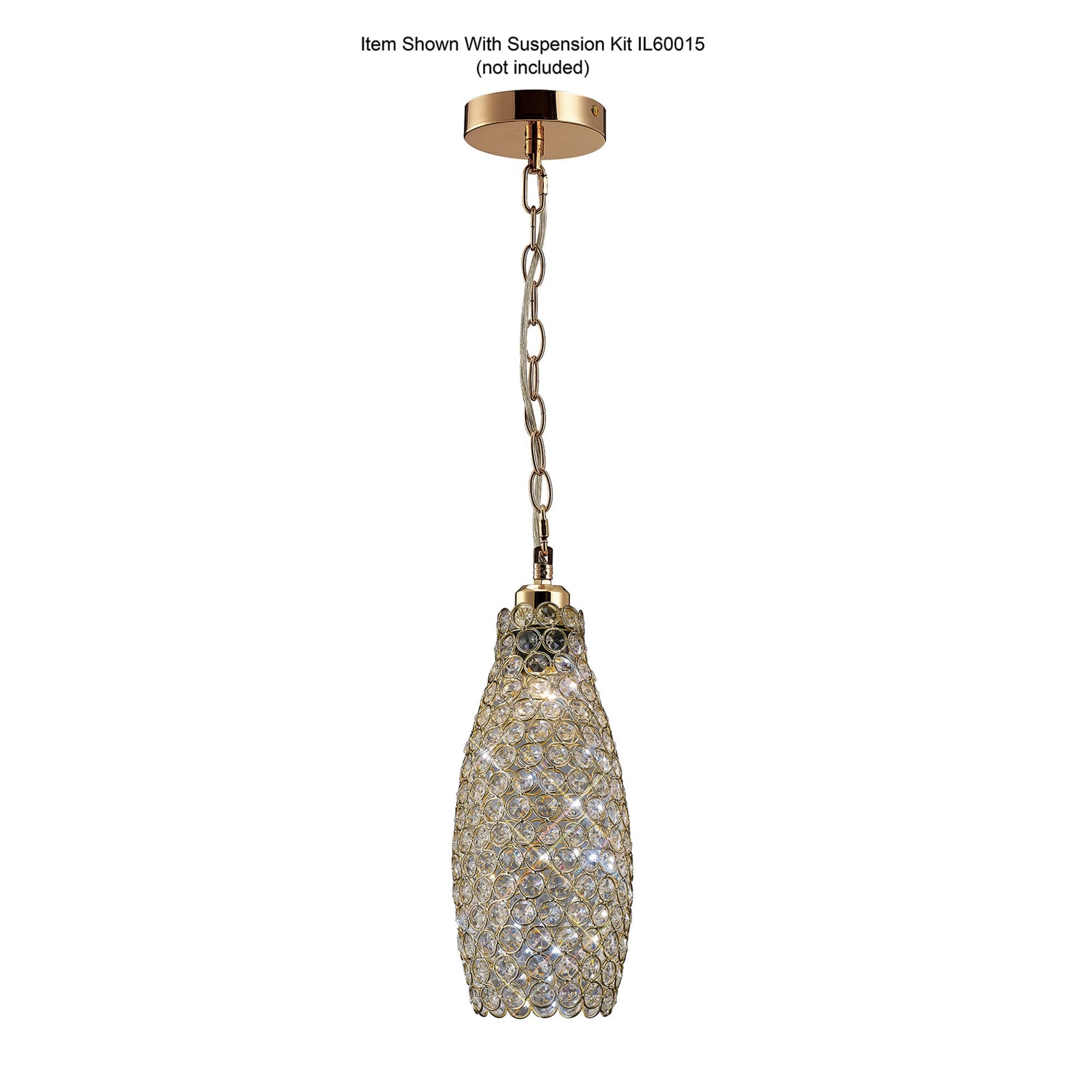 Diyas IL30767 Kudo Drum Shade - French Gold/Crystal - 13cm - Shade Only