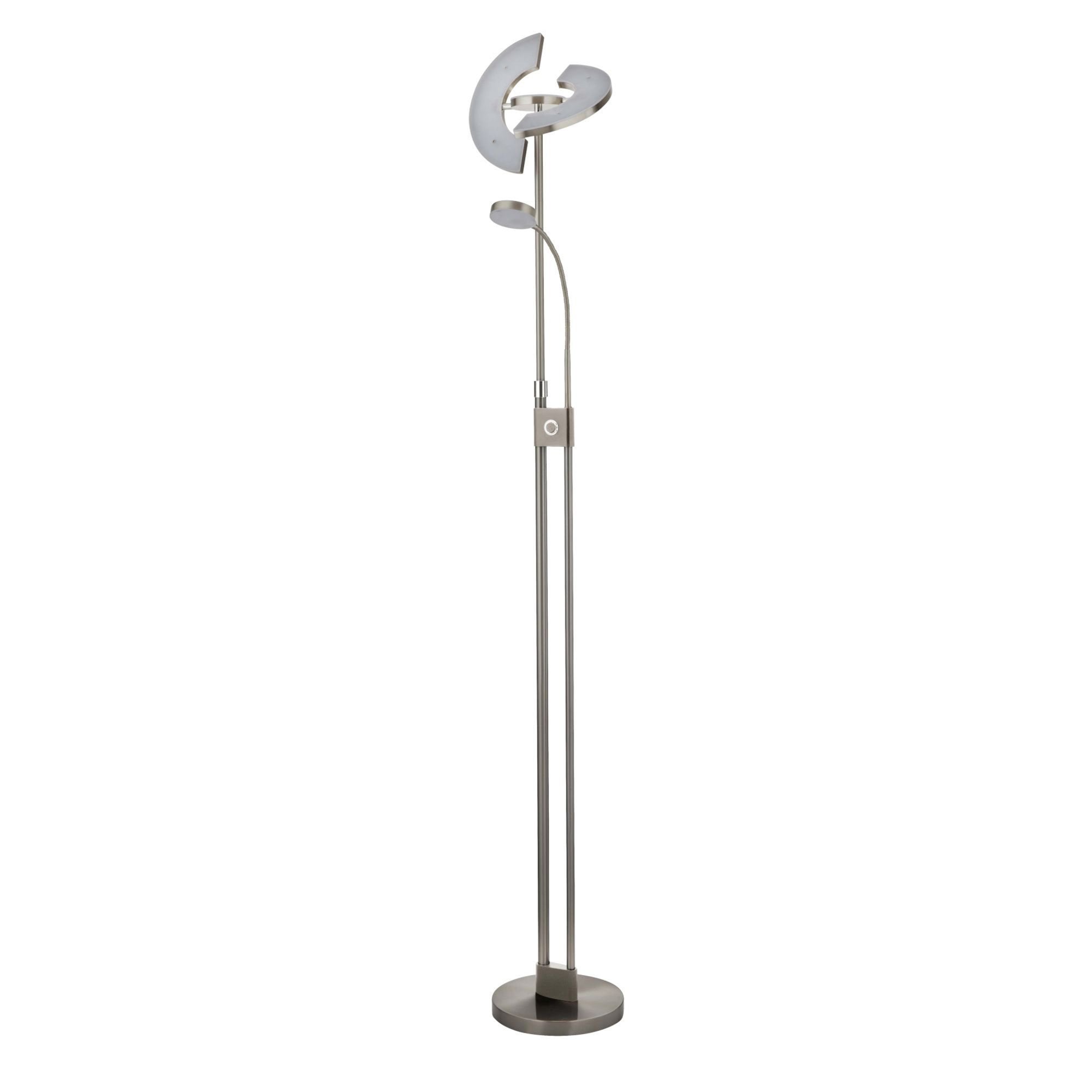 Searchlight Gaskell LED Mother & Child Floor Lamp - Satin Nickel & Chrome
