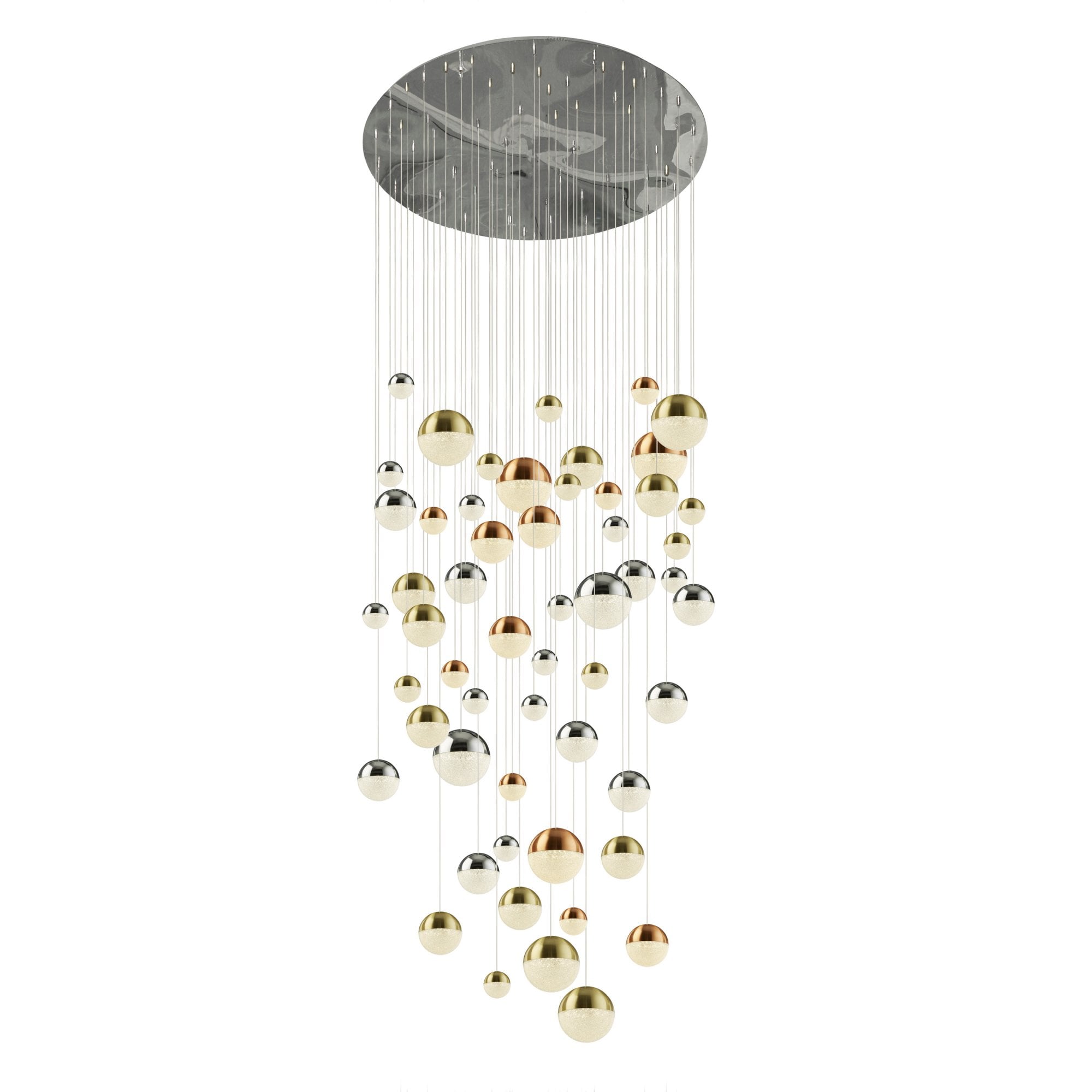 Searchlight Percy 55 Light Multi-Drop Pendant - Copper, Chrome & Satin Brass