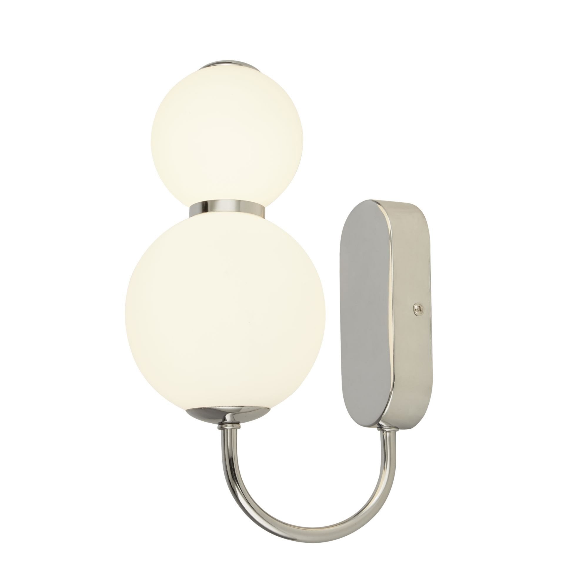 Searchlight Slater 2 Light Wall Light - Chrome & Opal Glass