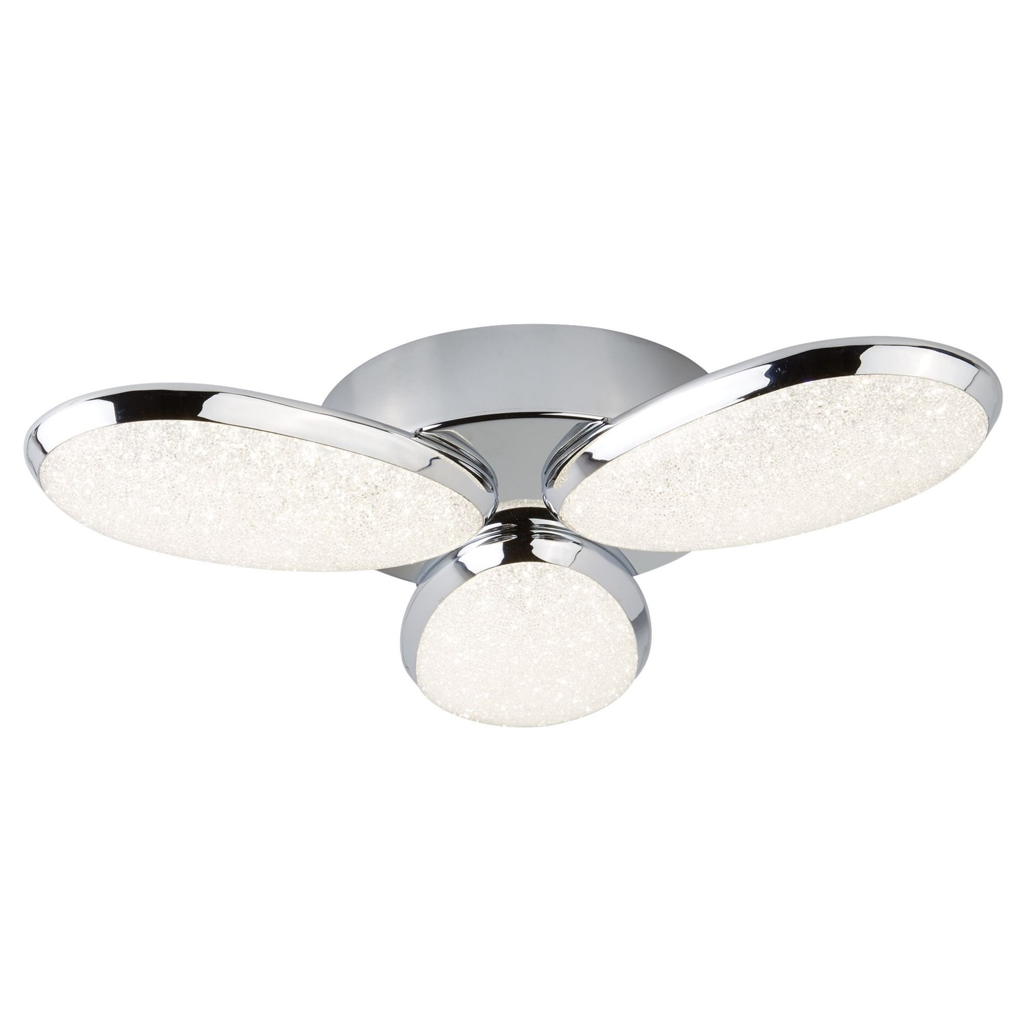 Searchlight Lavan LED 3 Light Flush - Chrome & Crushed Ice Effect Shade