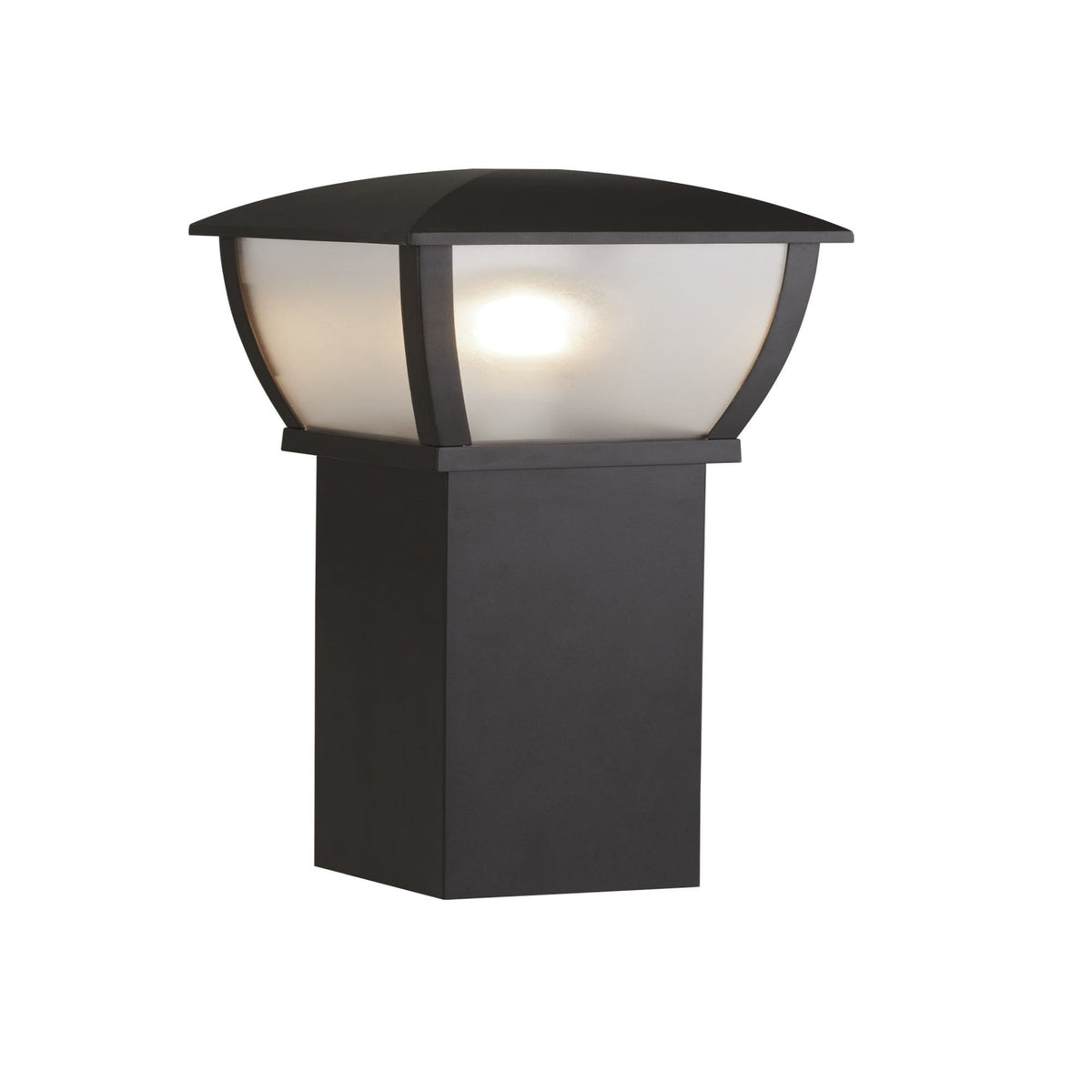 Searchlight Sefton 730mm Outdoor Post - Black & Clear Frosted Panels