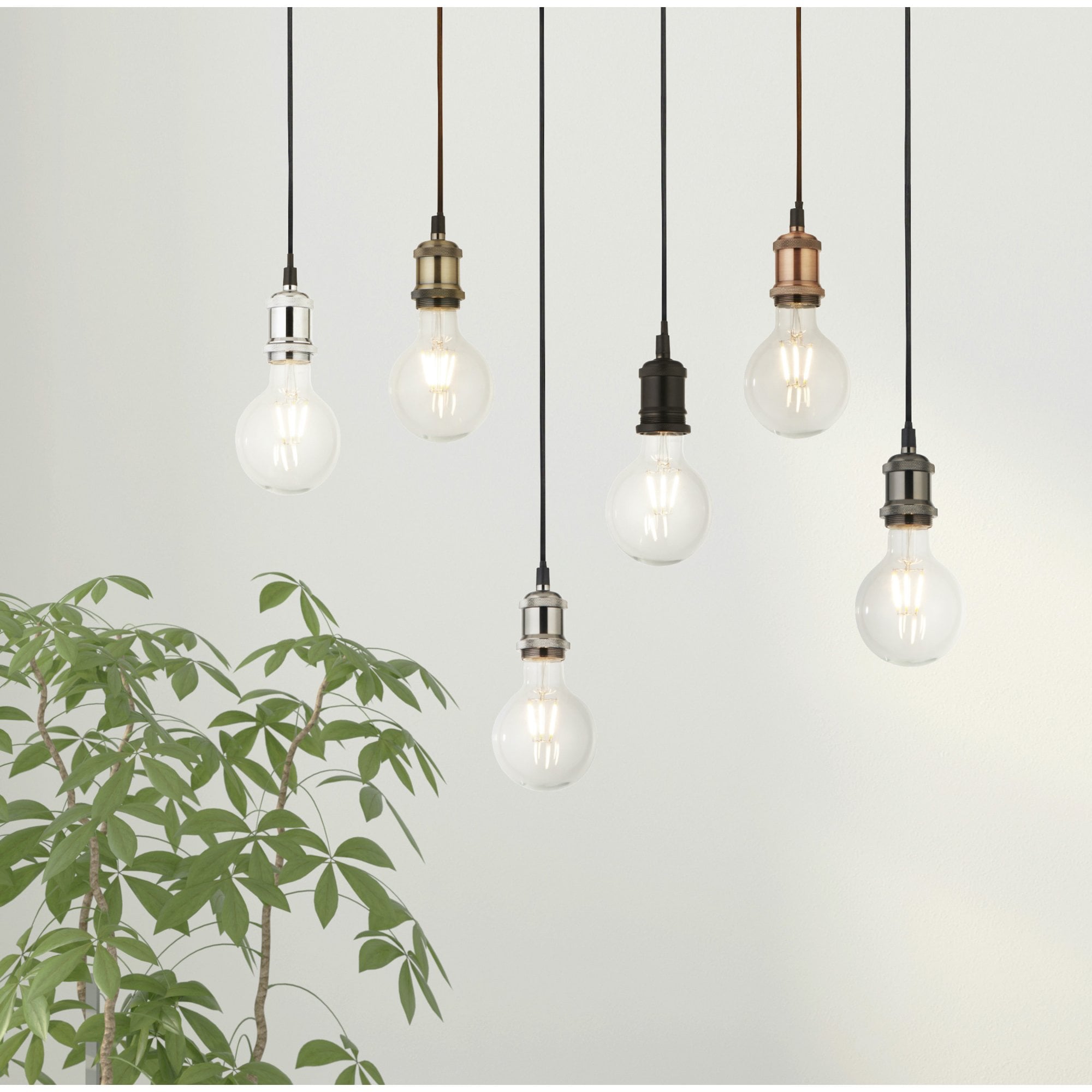 Searchlight Talbot 1 Light Textile Cable Suspension - Antique Brass & Brown