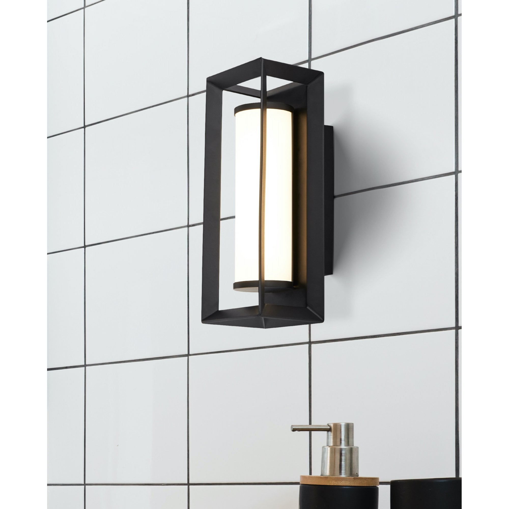 Searchlight Campbell LED Wall Lamp - Matt Black - IP44