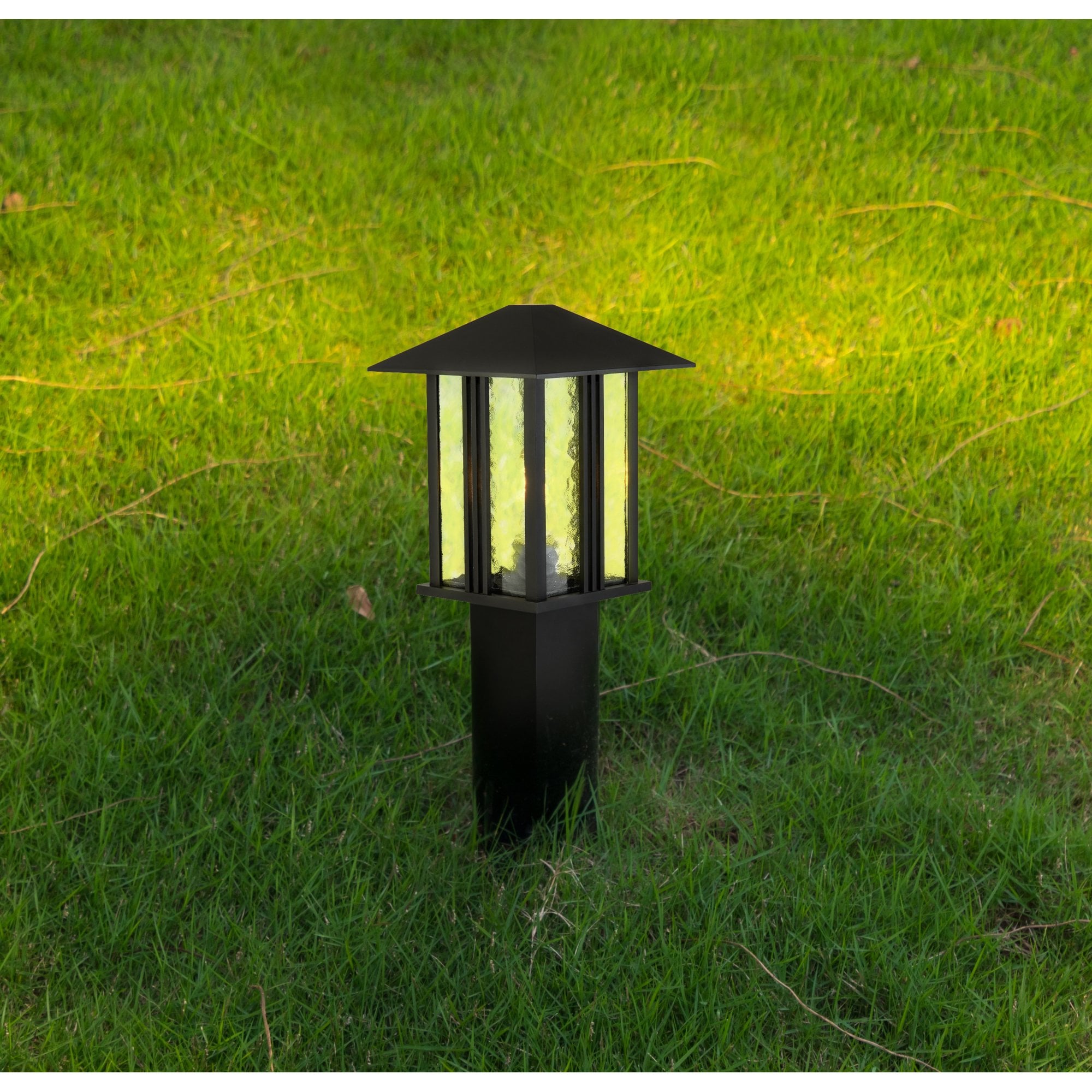 Searchlight Vickers 450mm Outdoor Post - Matt Black & Water Glass - IP44