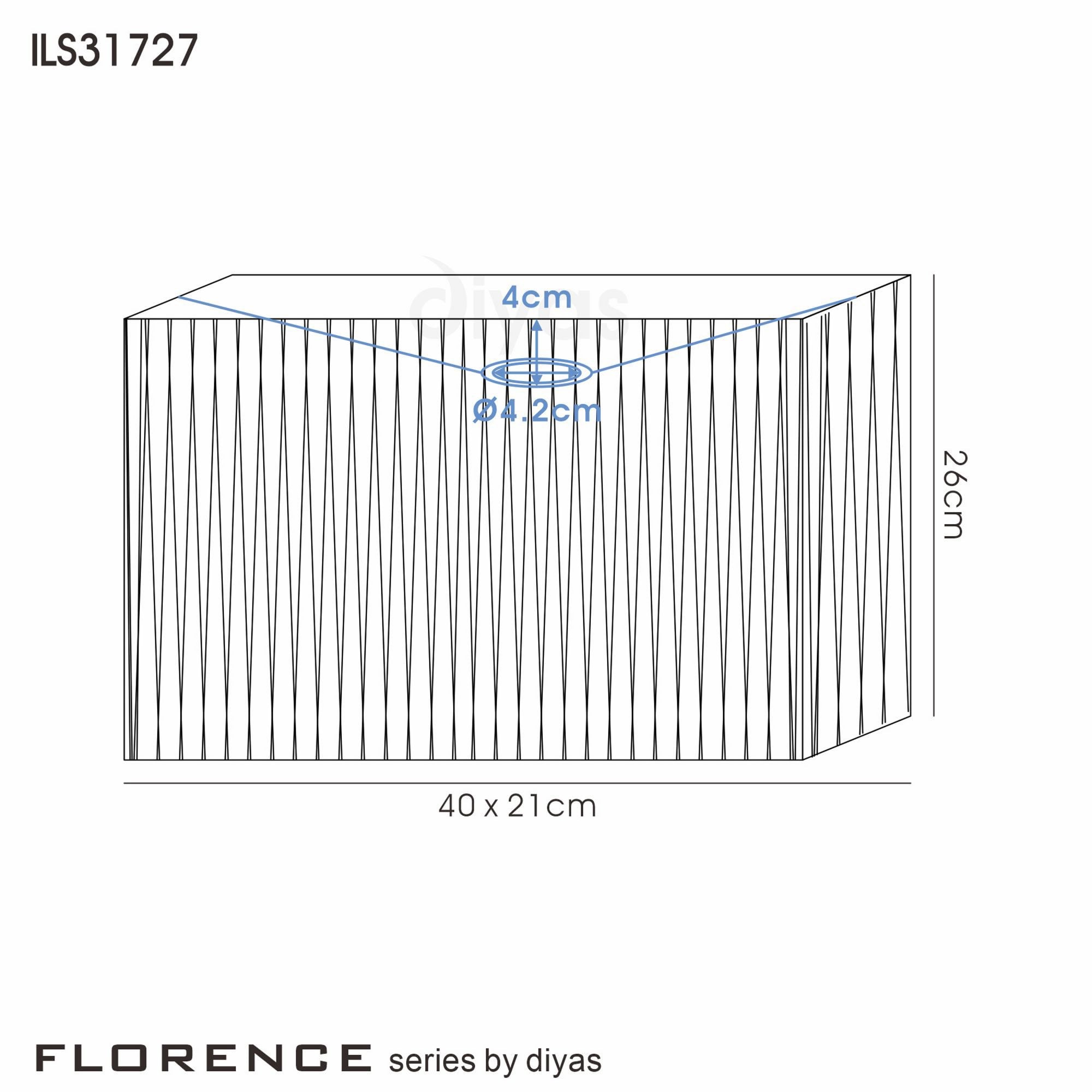 Diyas ILS31727 Florence Rectangle Organza Shade - 21cm, Black, For Floor Lamp - Shade Only