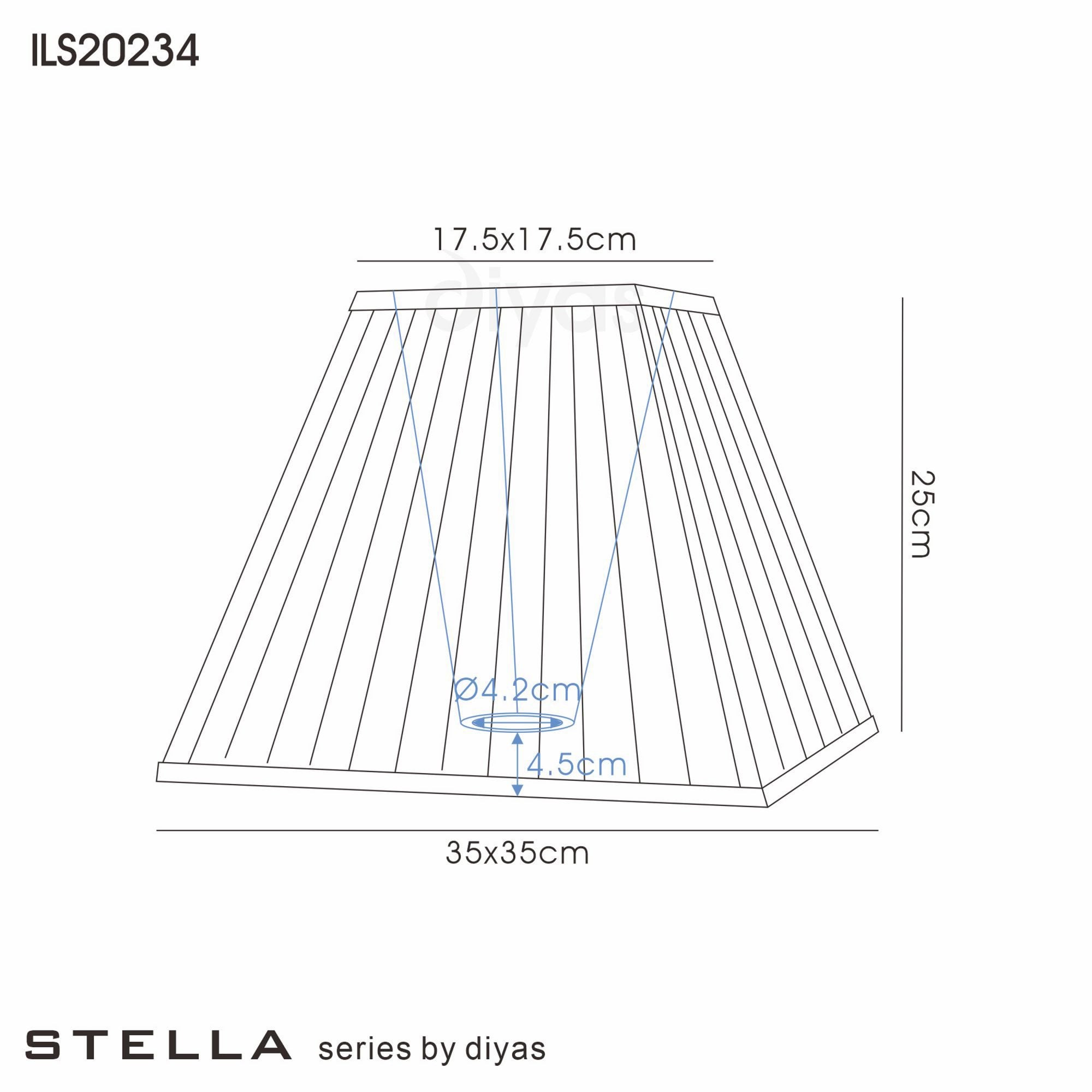 Diyas ILS20234 Leela Square Pleated Fabric Shade - White 17.5/35cm - Shade Only