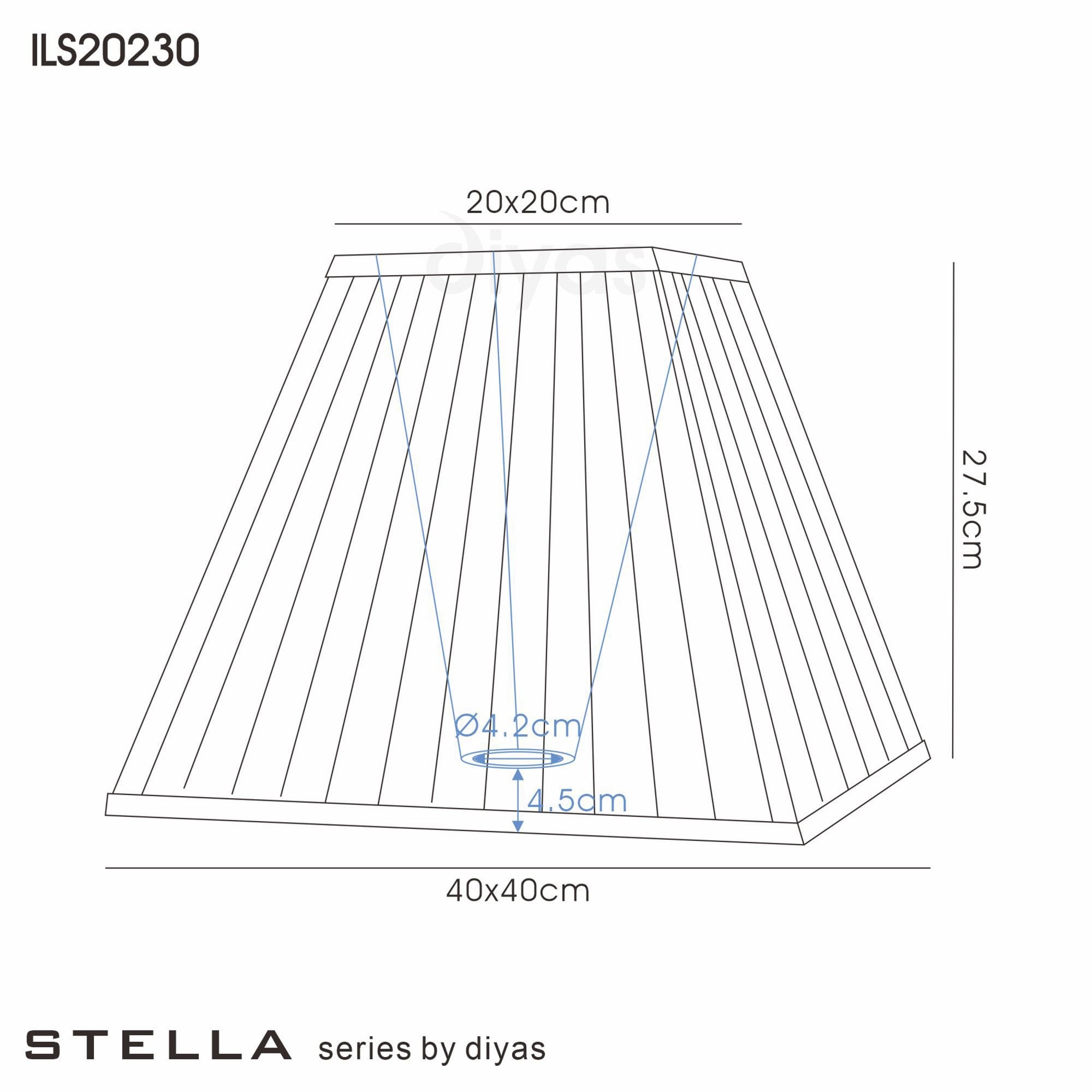 Diyas ILS20230 Leela Square Pleated Fabric Shade - Ivory 20/40cm - Shade Only