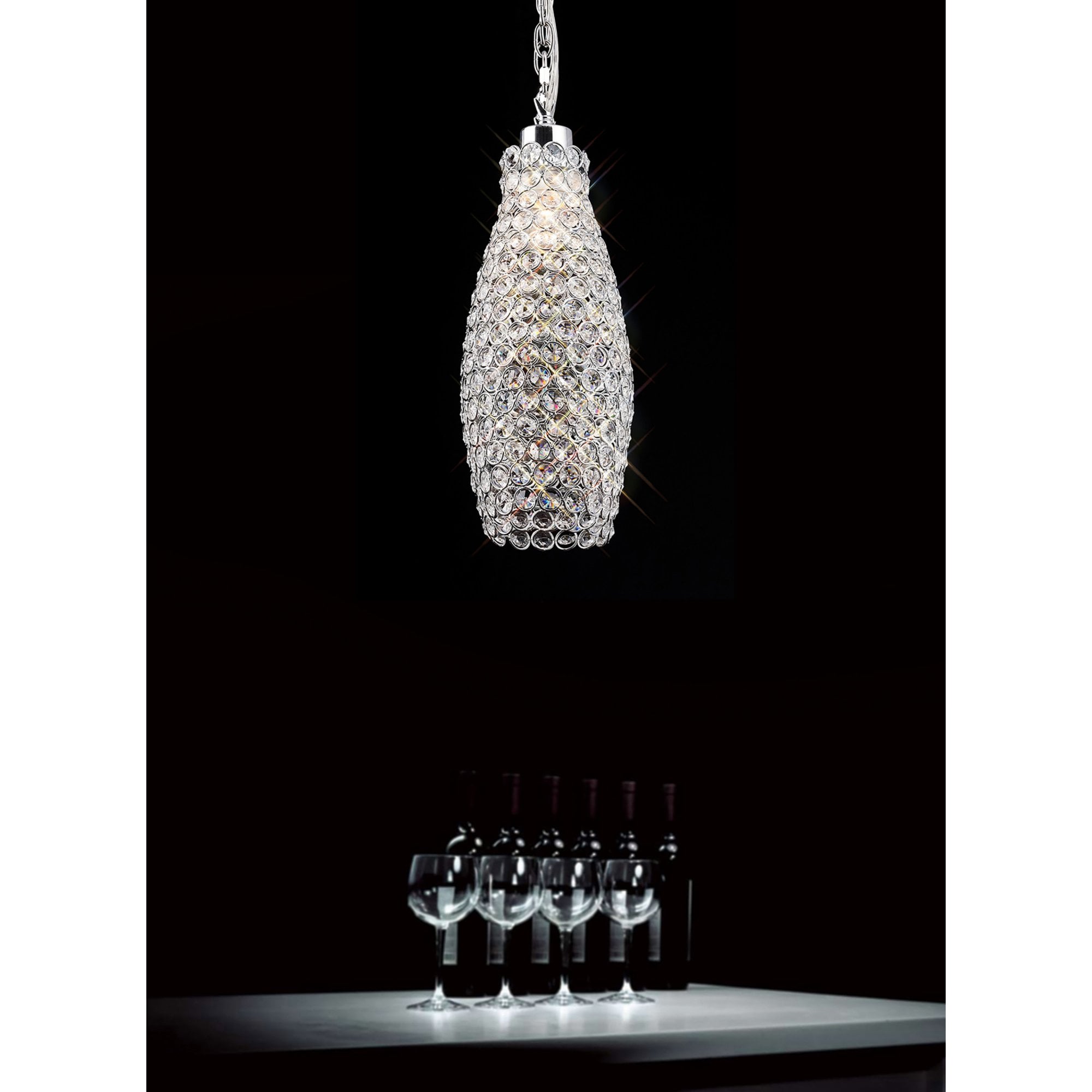 Diyas IL60005 Kudo Crystal Drum Shade - Polished Chrome/Crystal - 13cm - Shade Only