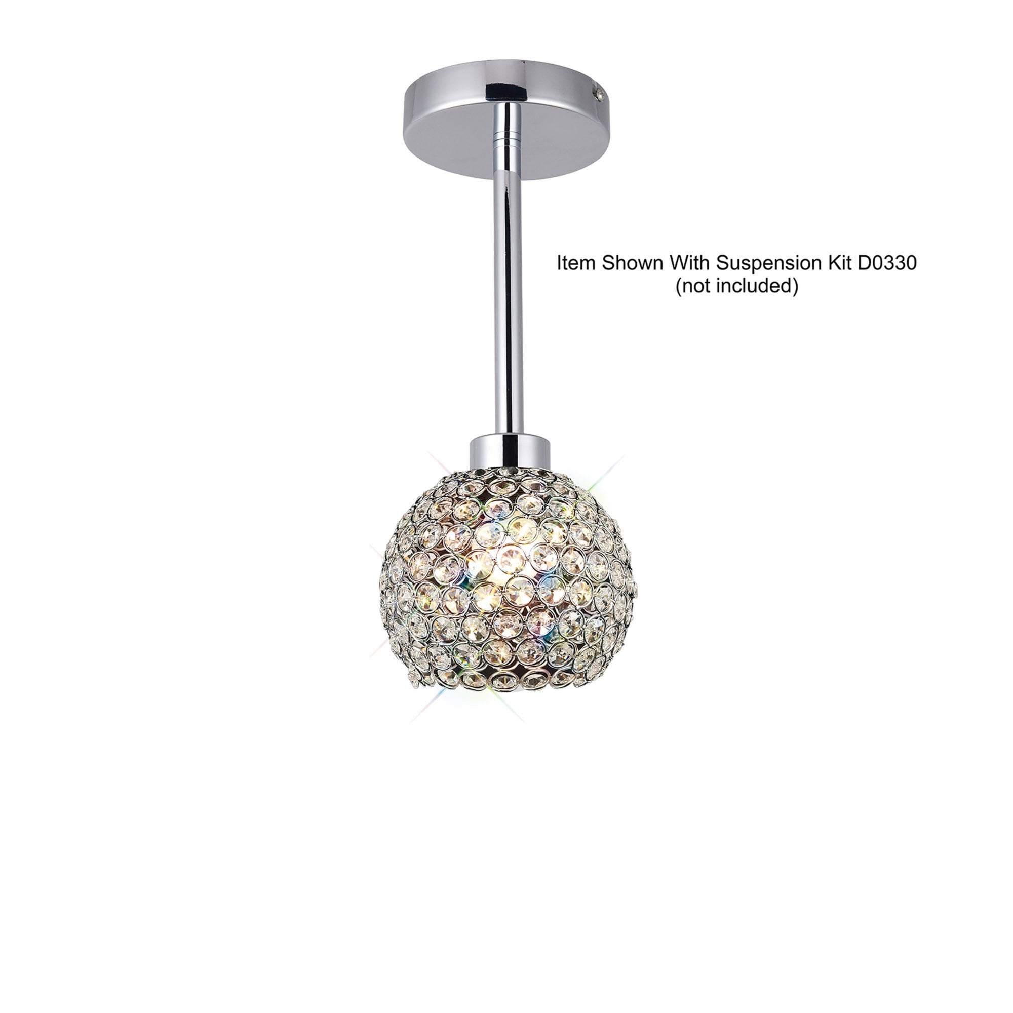 Diyas IL60004 Kudo Ball Shade - Polished Chrome/Crystal - 15cm - Shade Only