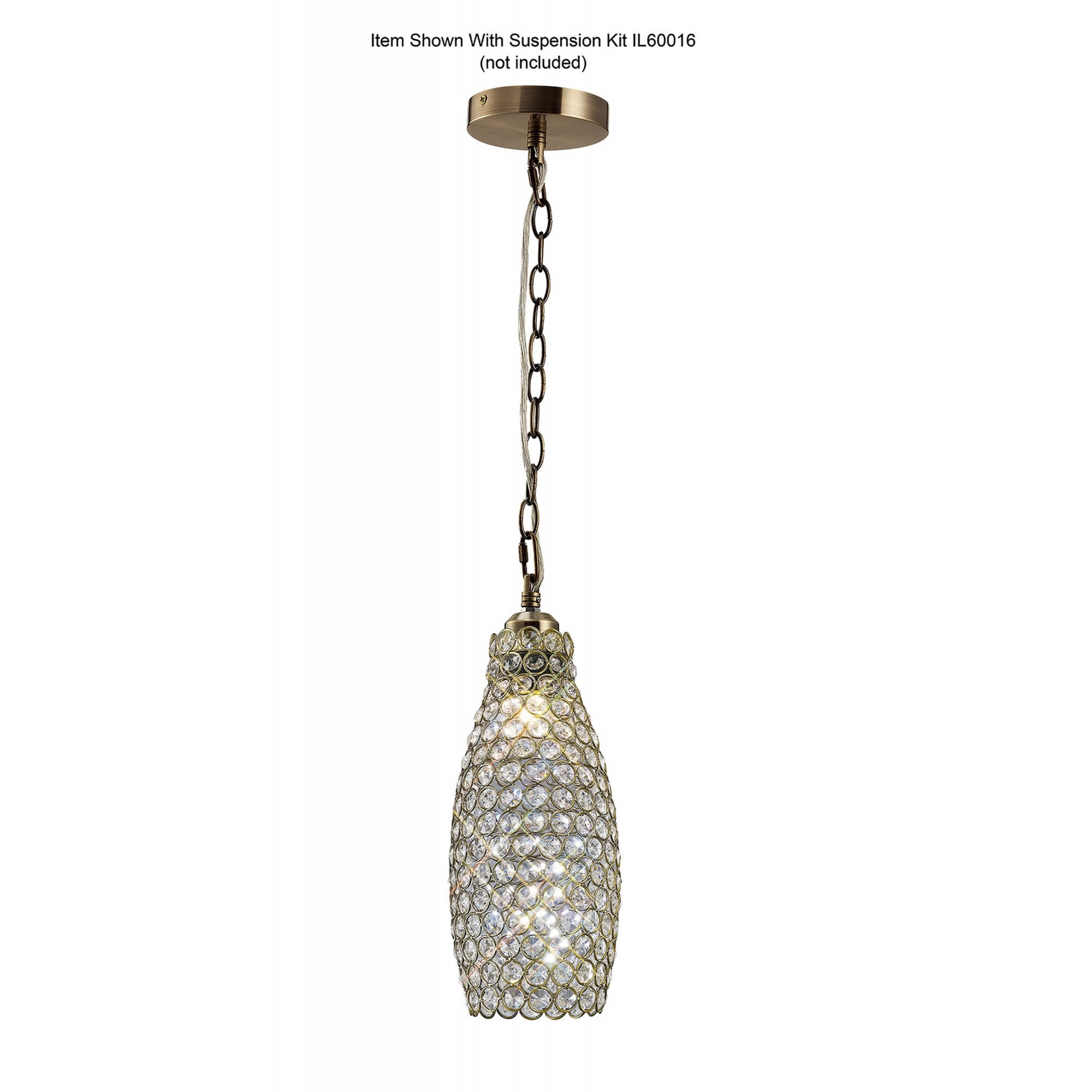 Diyas IL60033 Kudo Crystal Drum Shade - Antique Brass/Crystal - 13cm - Shade Only