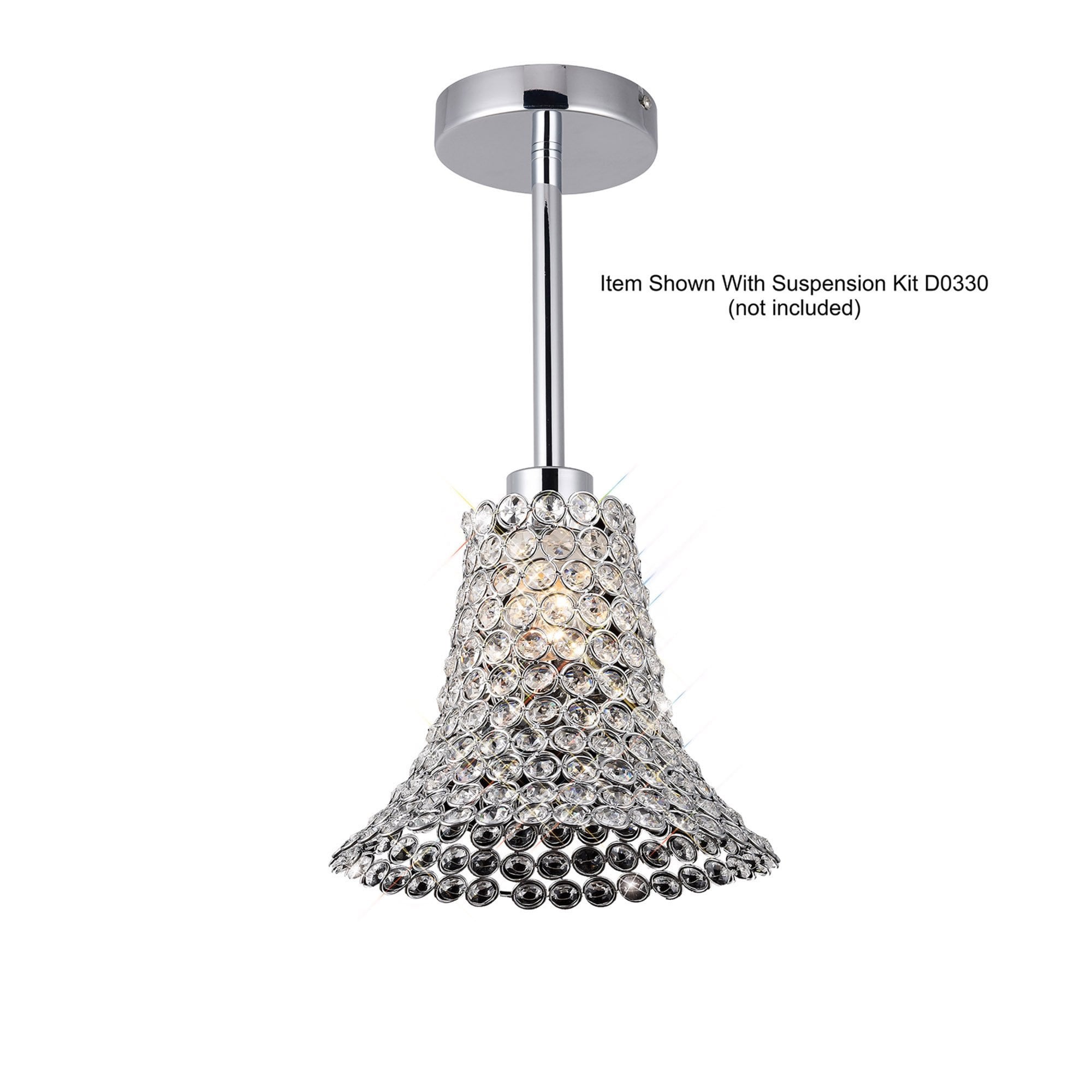 Diyas IL60010 Kudo Crystal Cone Shade -  Polished Chrome/Crystal - 23cm - Shade Only