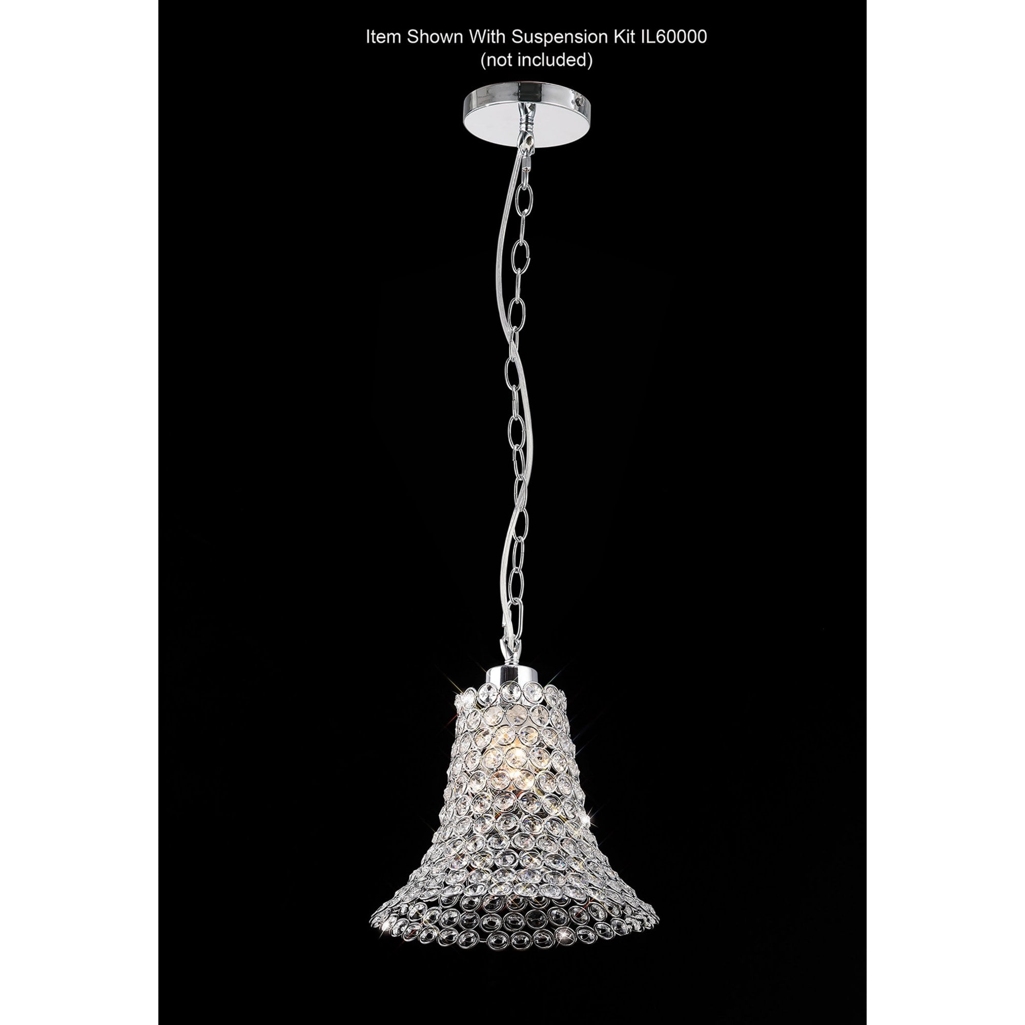 Diyas IL60010 Kudo Crystal Cone Shade -  Polished Chrome/Crystal - 23cm - Shade Only
