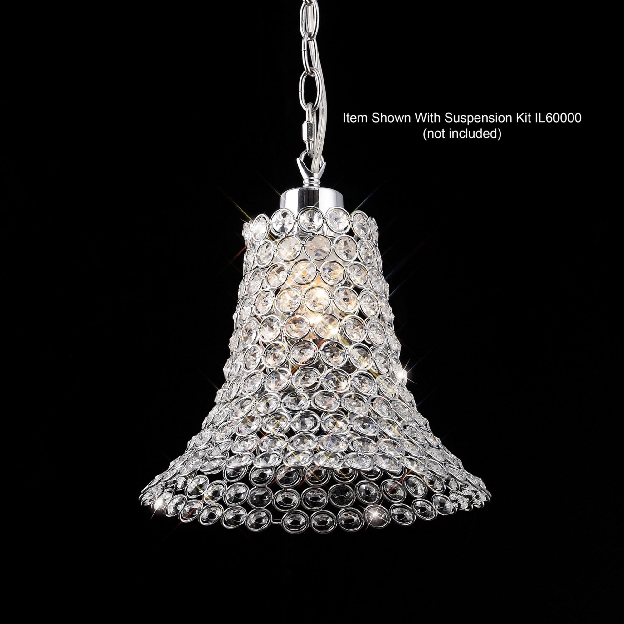 Diyas IL60010 Kudo Crystal Cone Shade -  Polished Chrome/Crystal - 23cm - Shade Only
