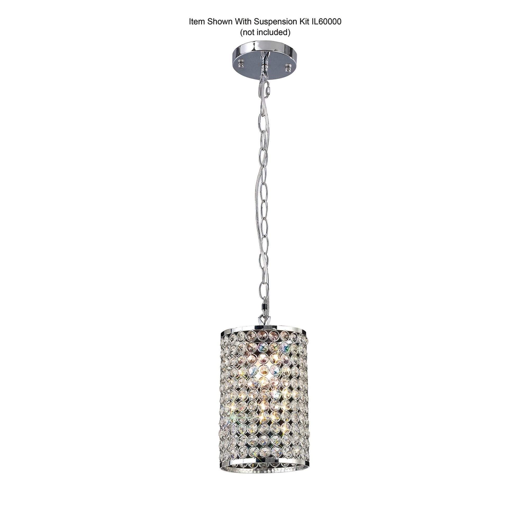 Diyas IL60002 Kudo Cylinder Shade - Polished Chrome/Crystal - 15cm - Shade Only