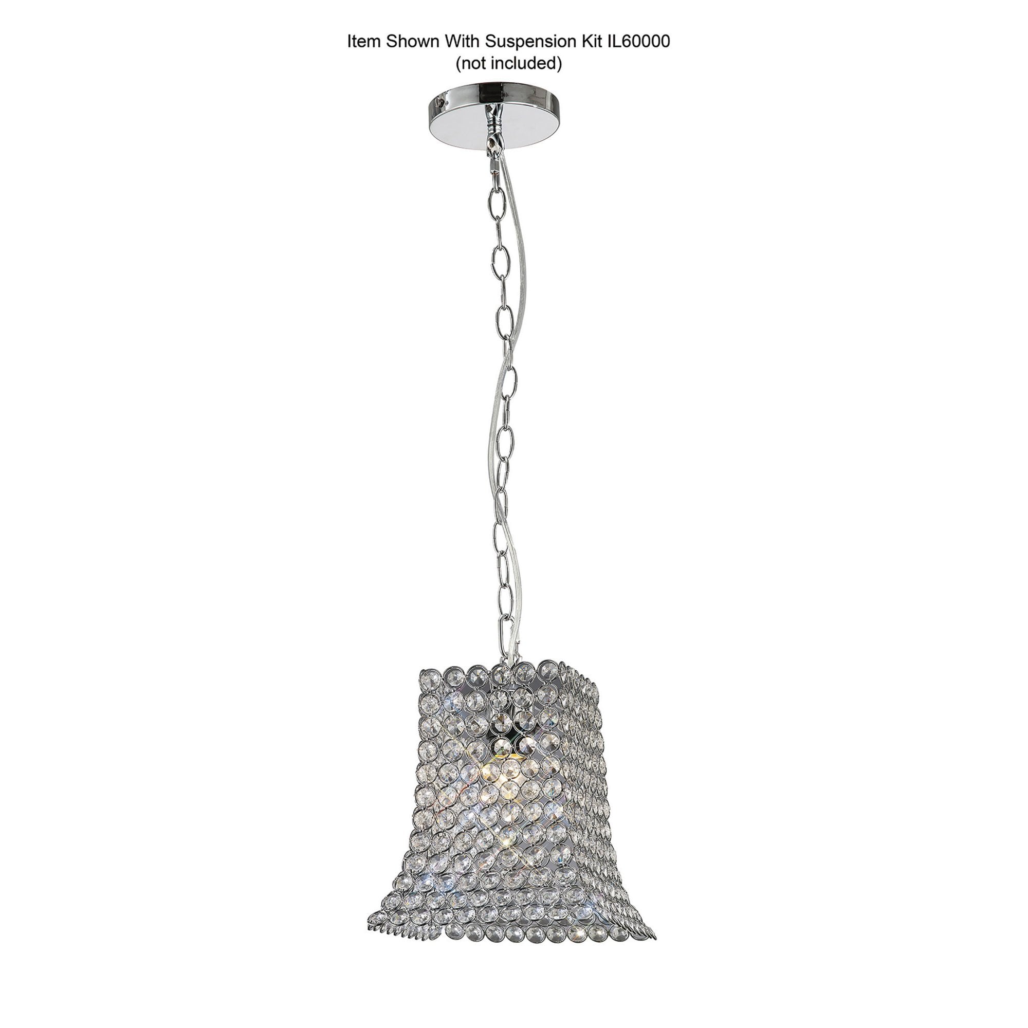 Diyas IL60019 Kudo Crystal Curved Trapezium Shade - Polished Chrome/Crystal - 22cm - Shade Only