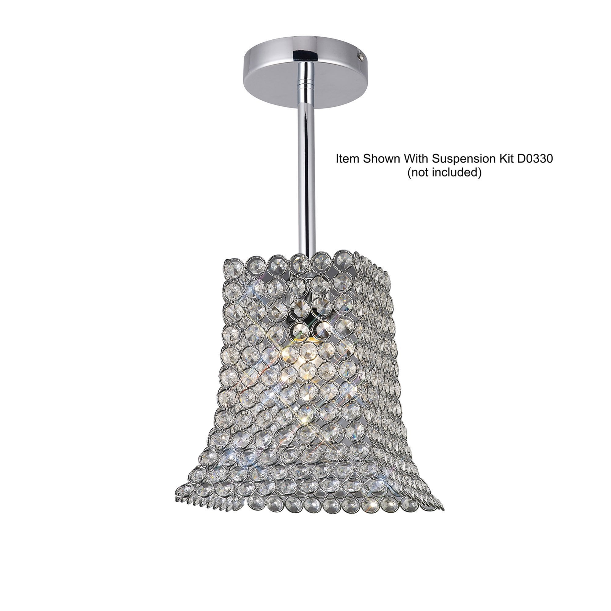 Diyas IL60019 Kudo Crystal Curved Trapezium Shade - Polished Chrome/Crystal - 22cm - Shade Only