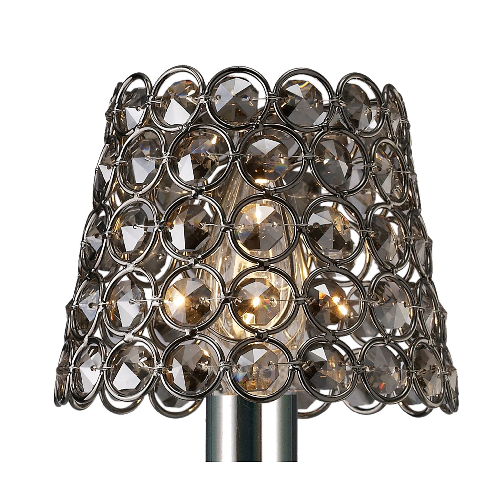 Diyas ILS10703 Clip On Crystal Ring Shade - Black Chrome - 8.5/12cm - Shade Only