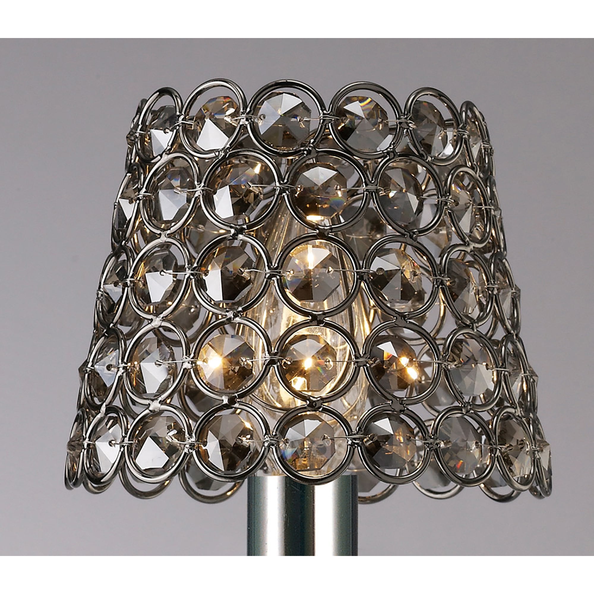 Diyas ILS10703 Clip On Crystal Ring Shade - Black Chrome - 8.5/12cm - Shade Only