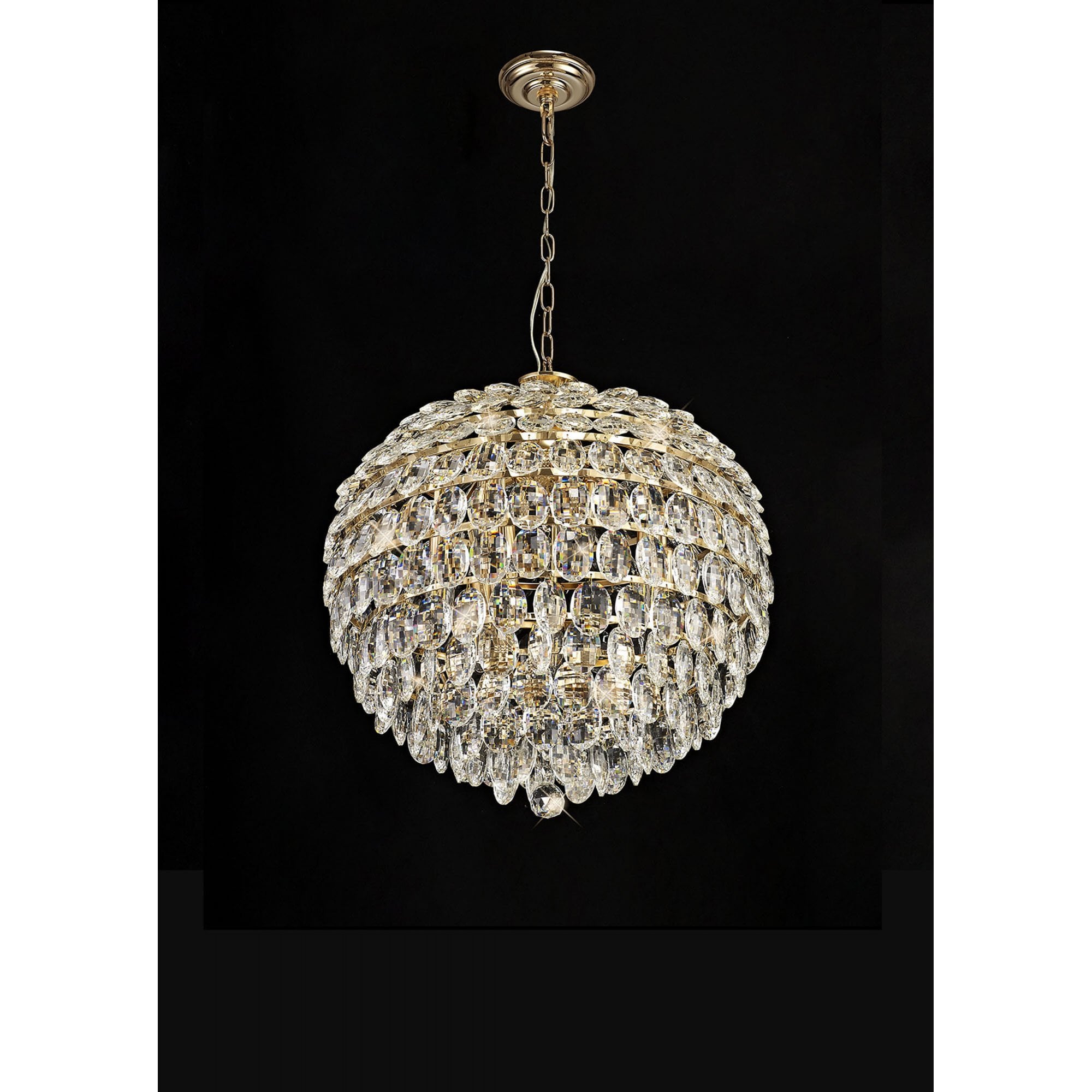 Diyas Coniston Pendant 9 Light E14 - French Gold/Crystal
