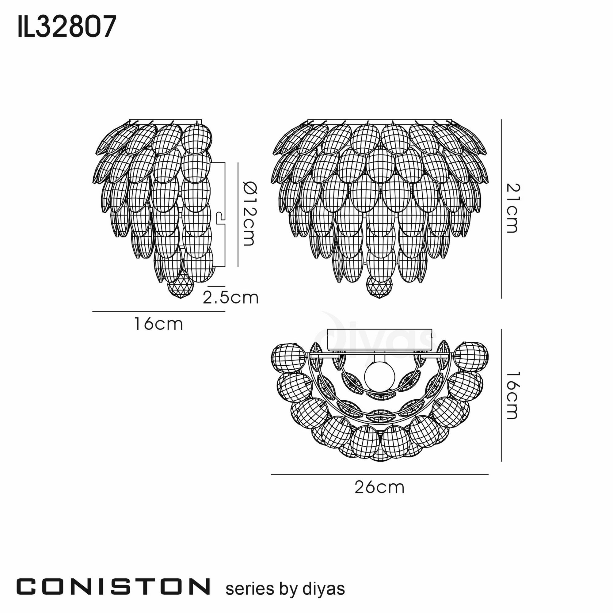 Diyas Coniston Wall Lamp Single Light E14 - French Gold/Crystal