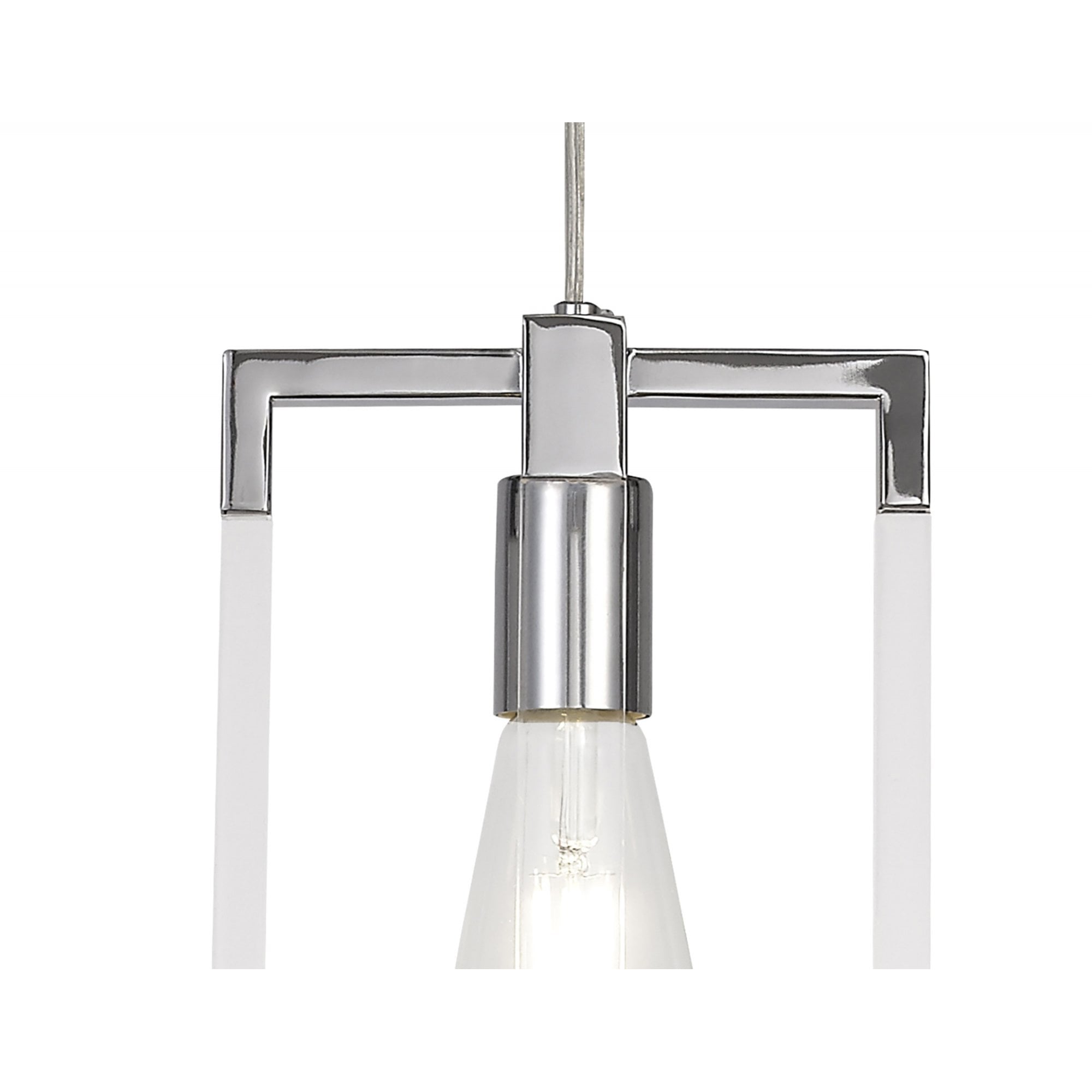 Diyas Canto Double Rectangle Pendant Single Light E27 - Polished Nickel/Acrylic