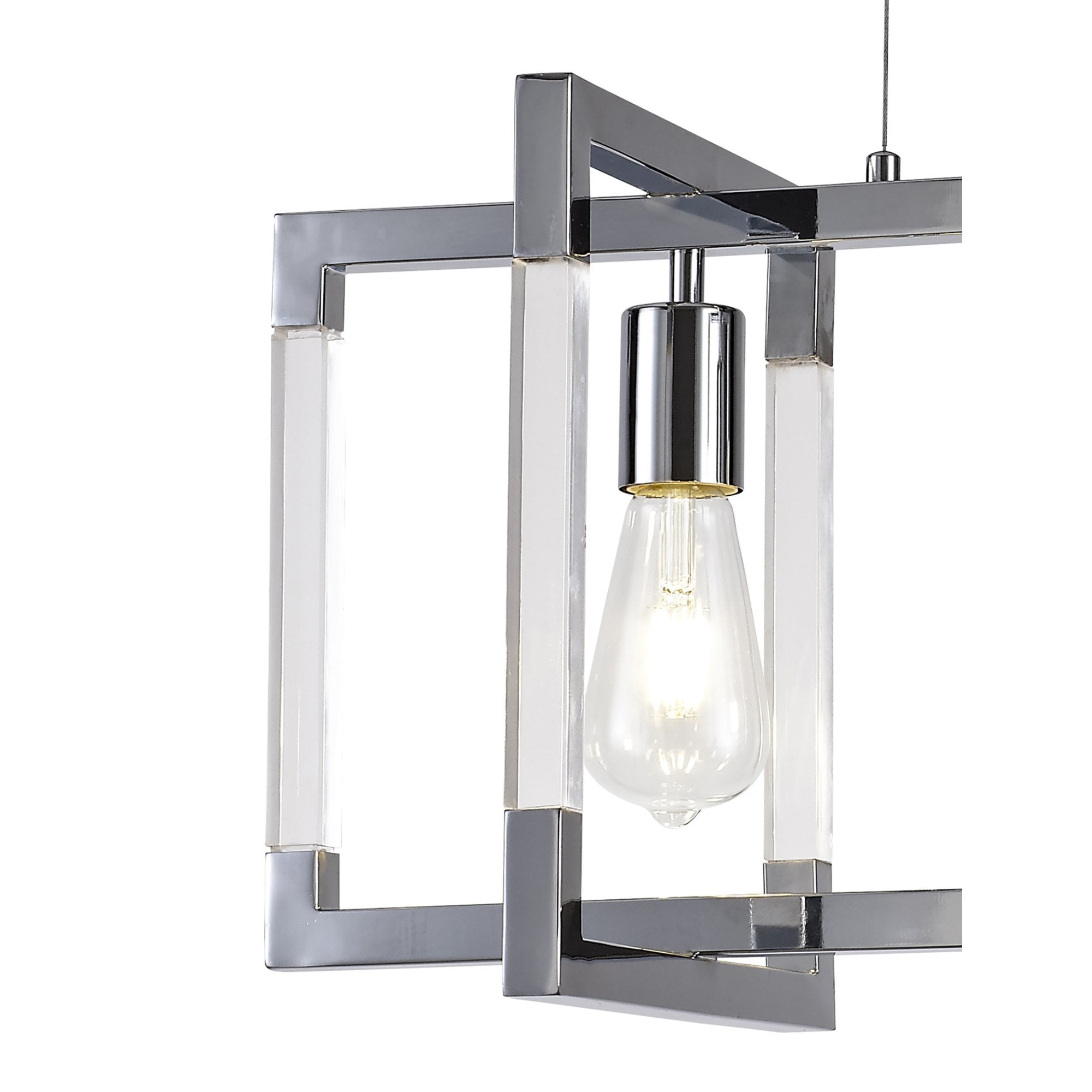 Diyas Canto Rectangle Pendant 3 Light E27 - Polished Nickel/Acrylic