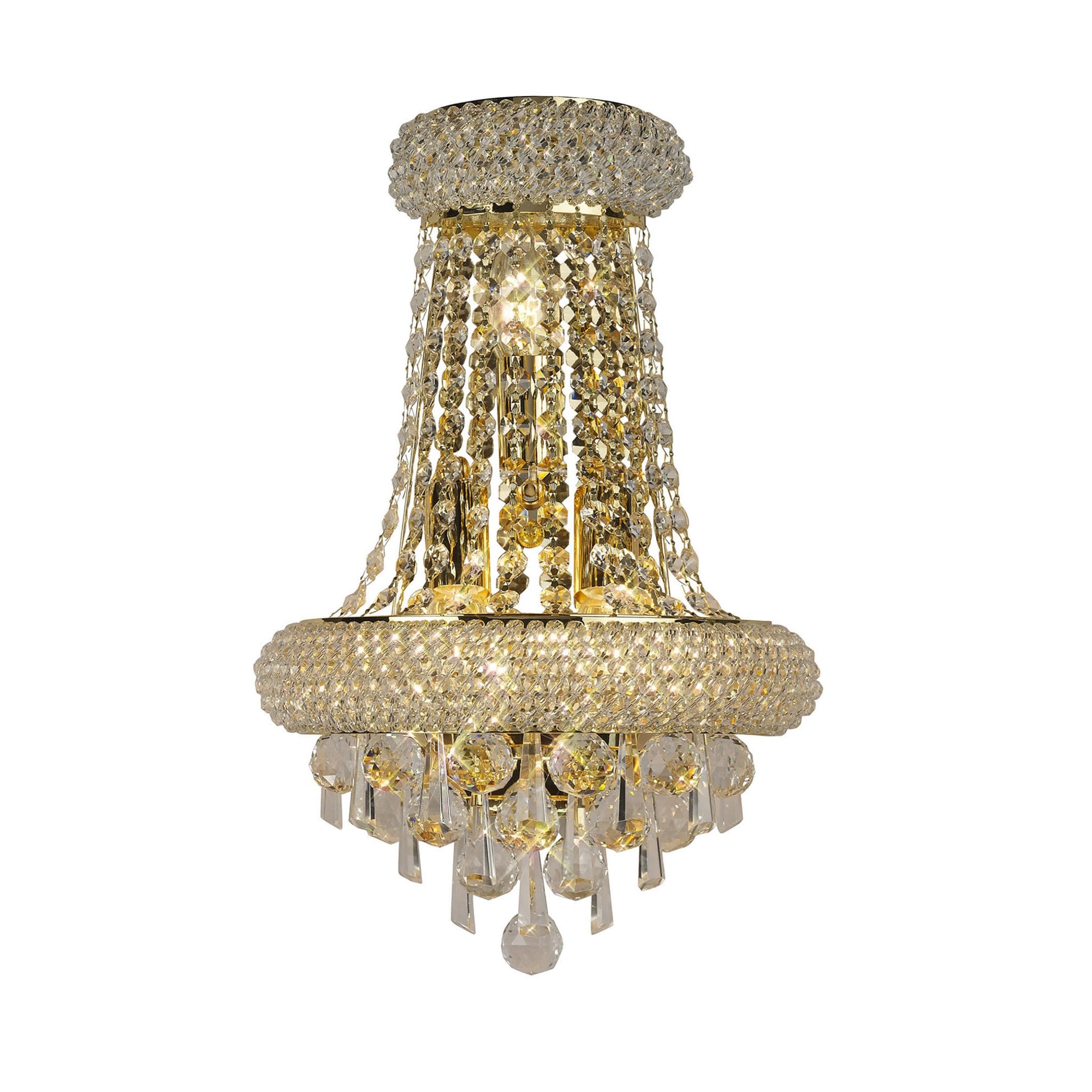 Diyas Alexandra Large 3 Light Wall Light - French Gold & Crystal