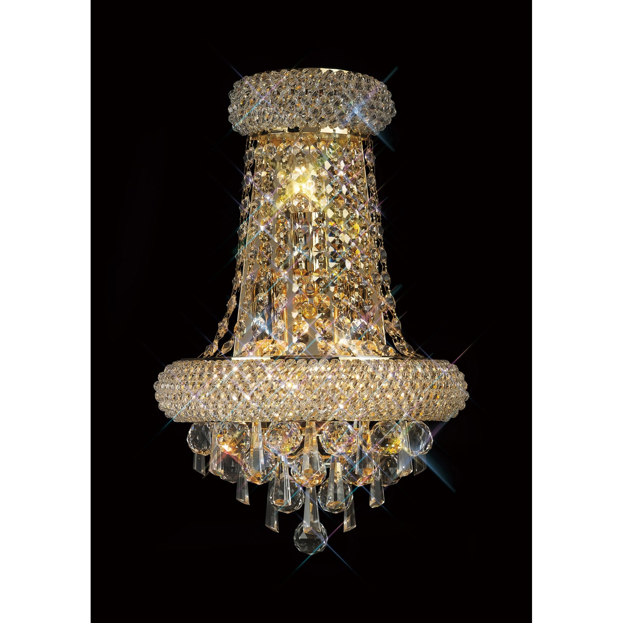Diyas Alexandra Large 3 Light Wall Light - French Gold & Crystal