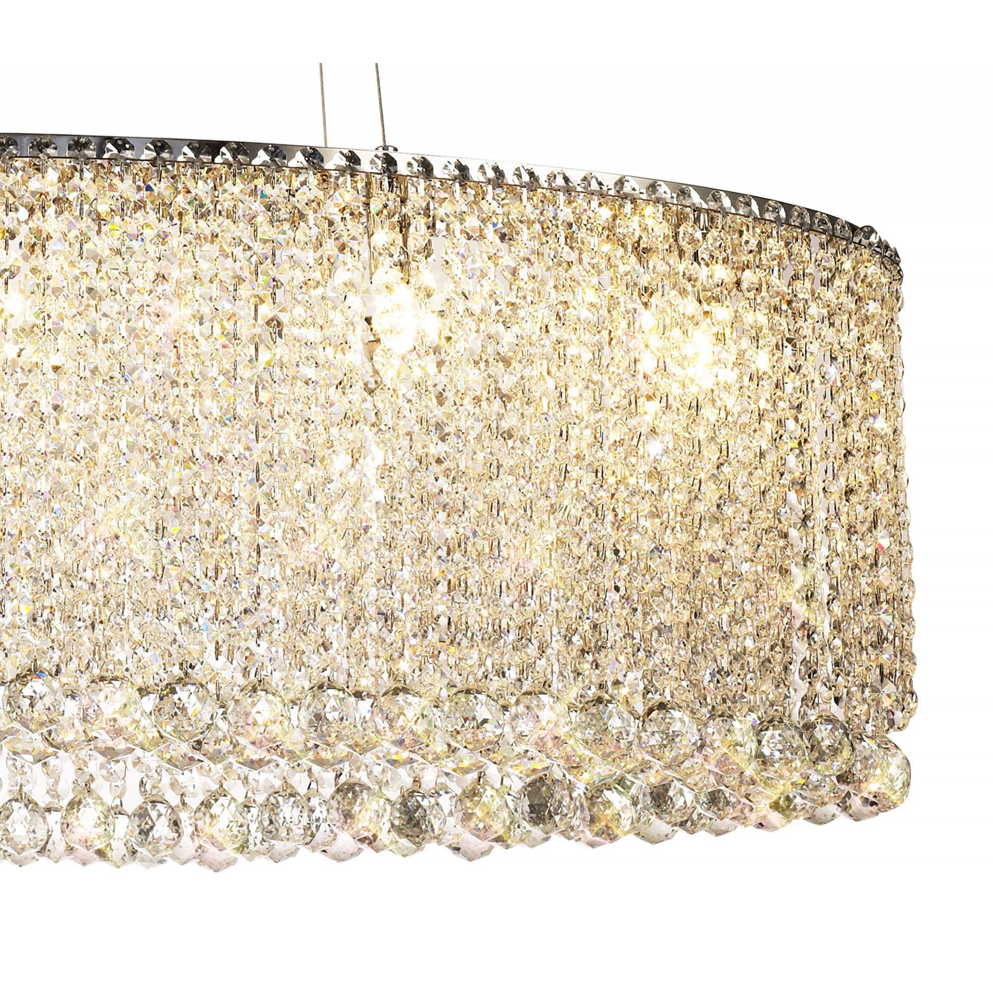 Diyas Empire 100x50cm Oval Pendant Chandelier - Polished Chrome/Crystal