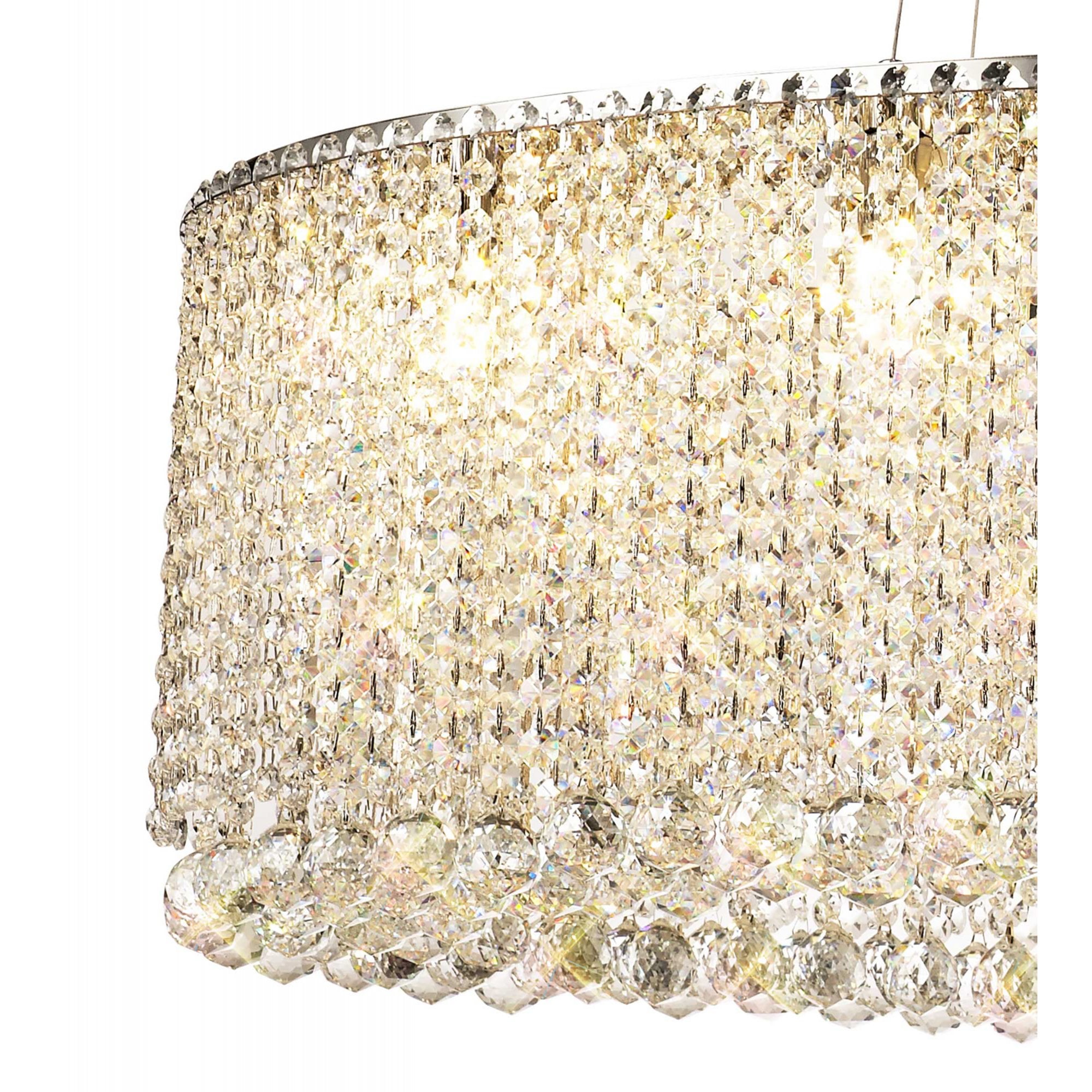 Diyas Empire 100x50cm Oval Pendant Chandelier - Polished Chrome/Crystal