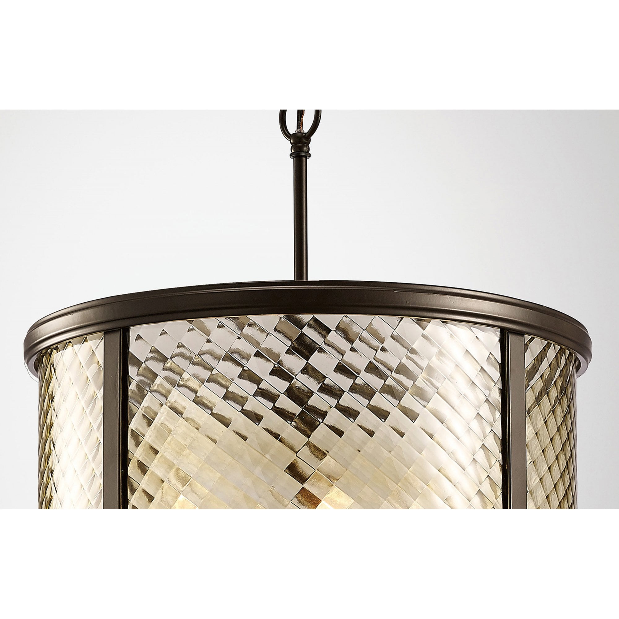 Diyas IL31678 Asia Pendant 8 Light E14 Oiled Bronze/Clear Glass