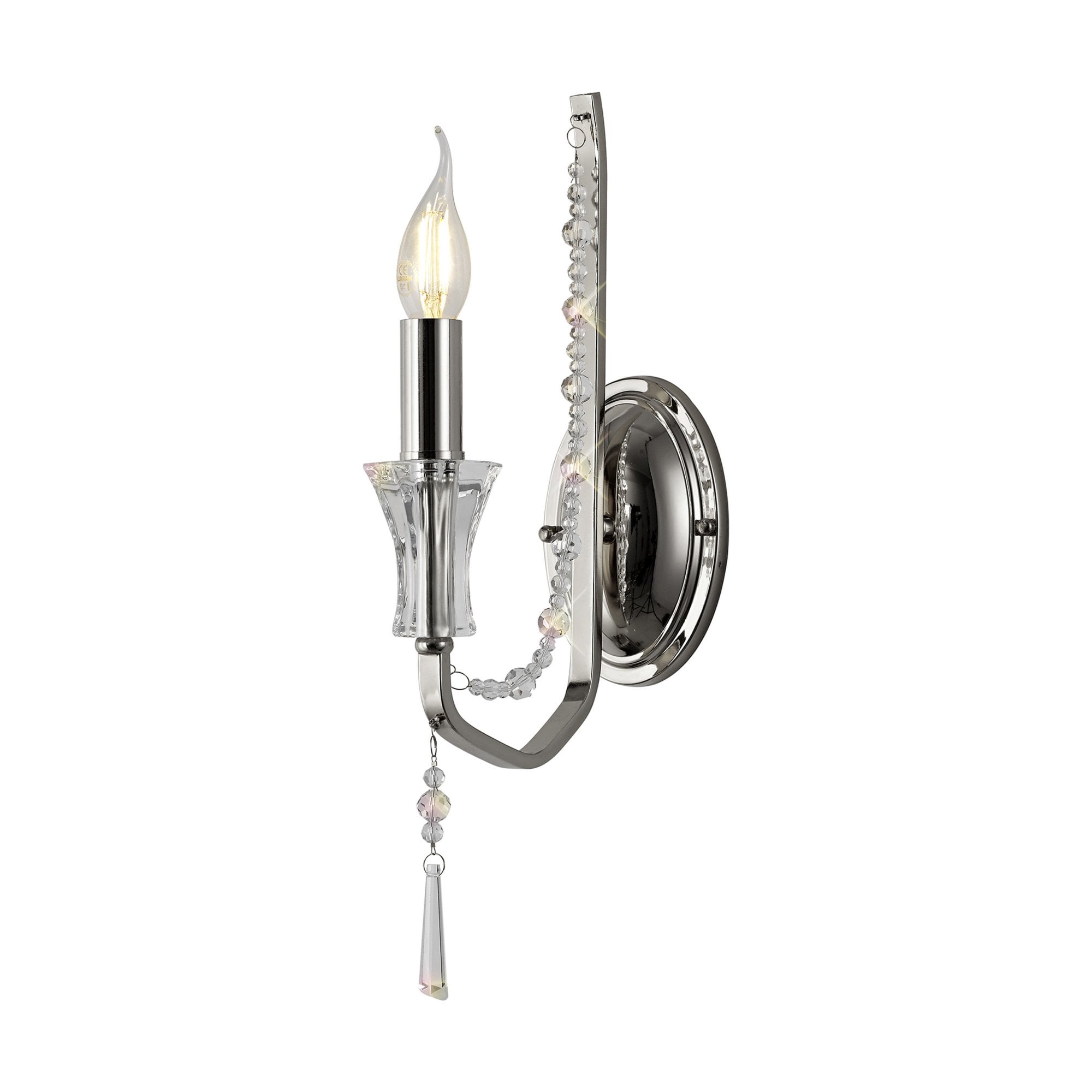 Diyas Armand Wall Lamp Single Light E14  - Polished Chrome/Crystal