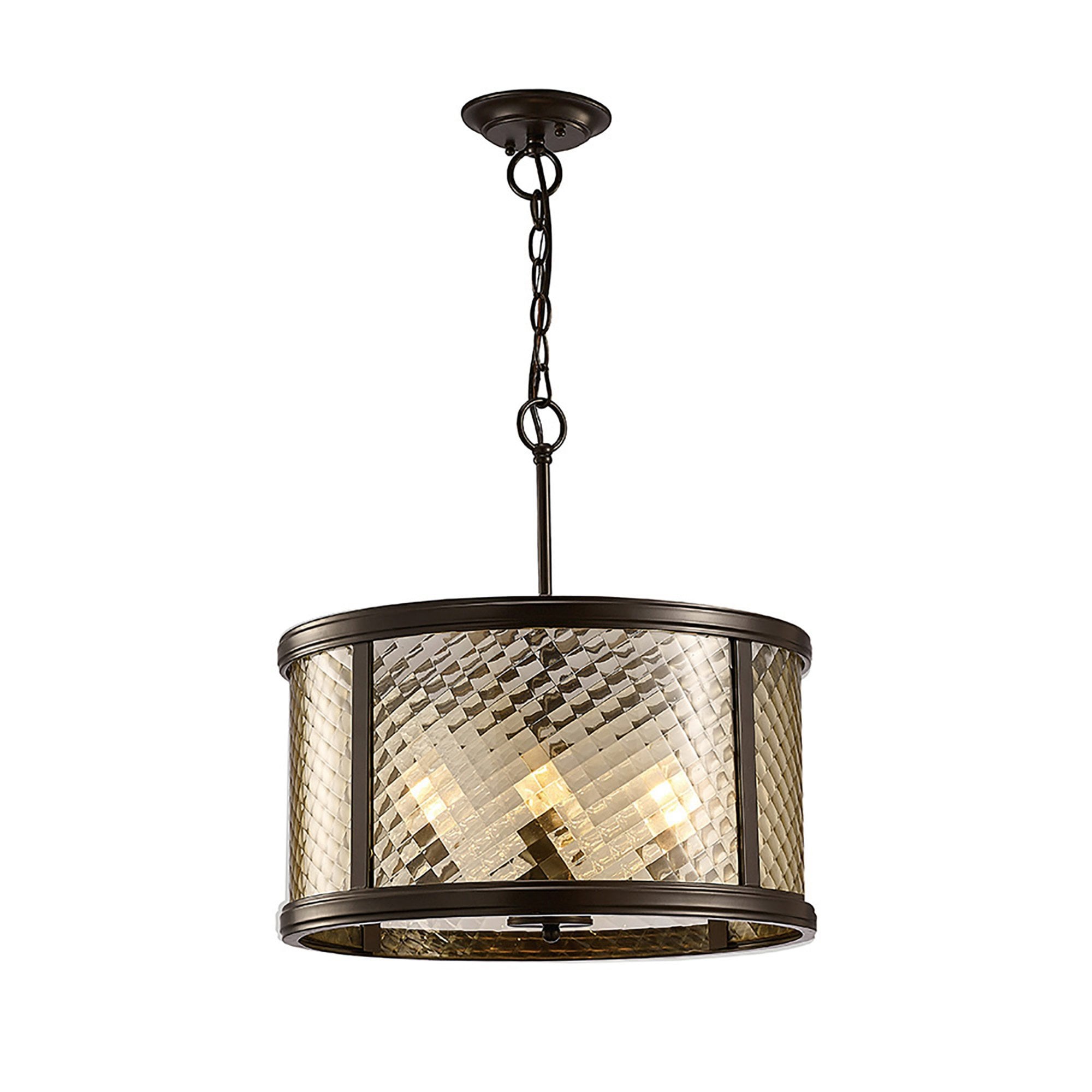 Diyas IL31677 Asia Pendant 4 Light E14 Oiled Bronze/Clear Glass