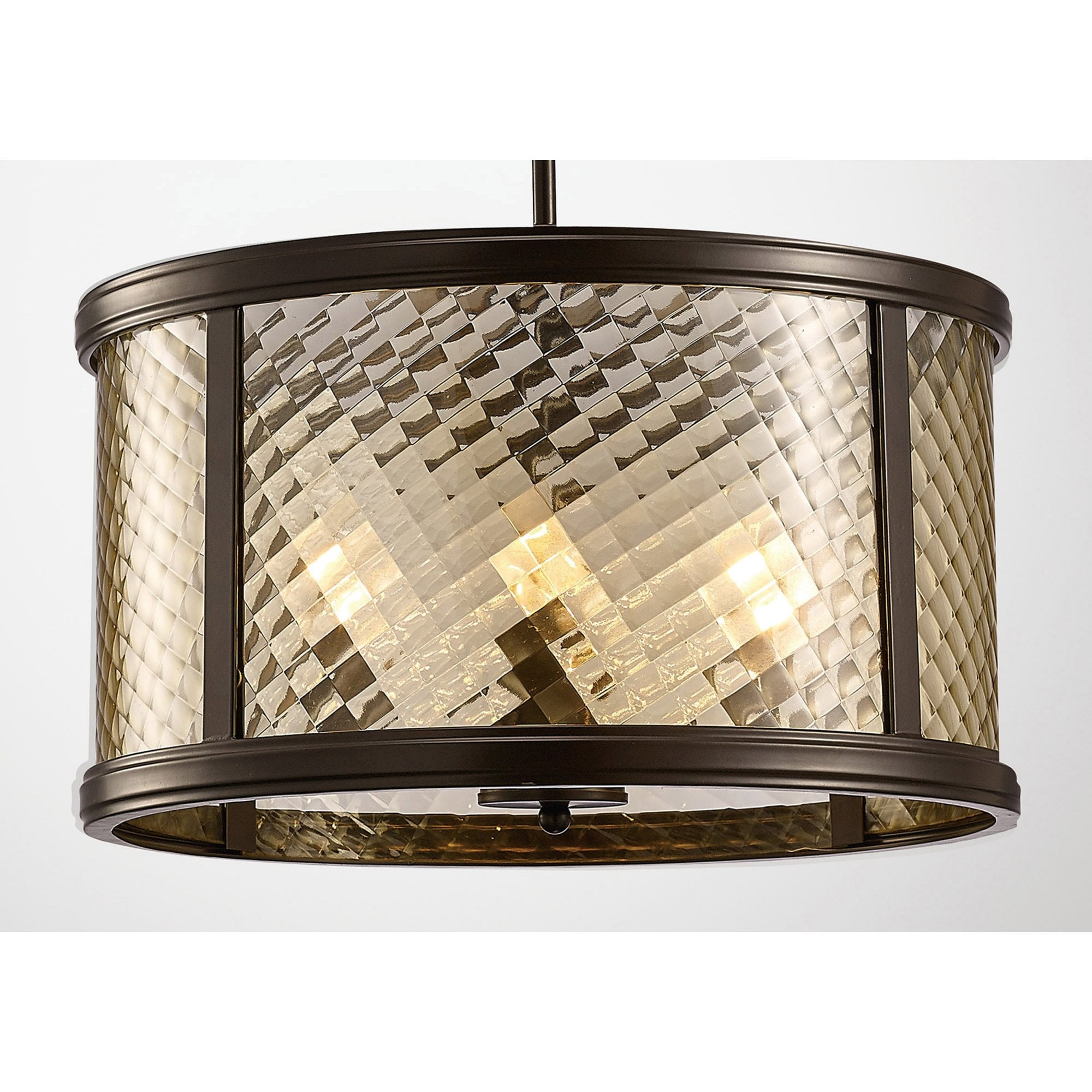 Diyas IL31677 Asia Pendant 4 Light E14 Oiled Bronze/Clear Glass