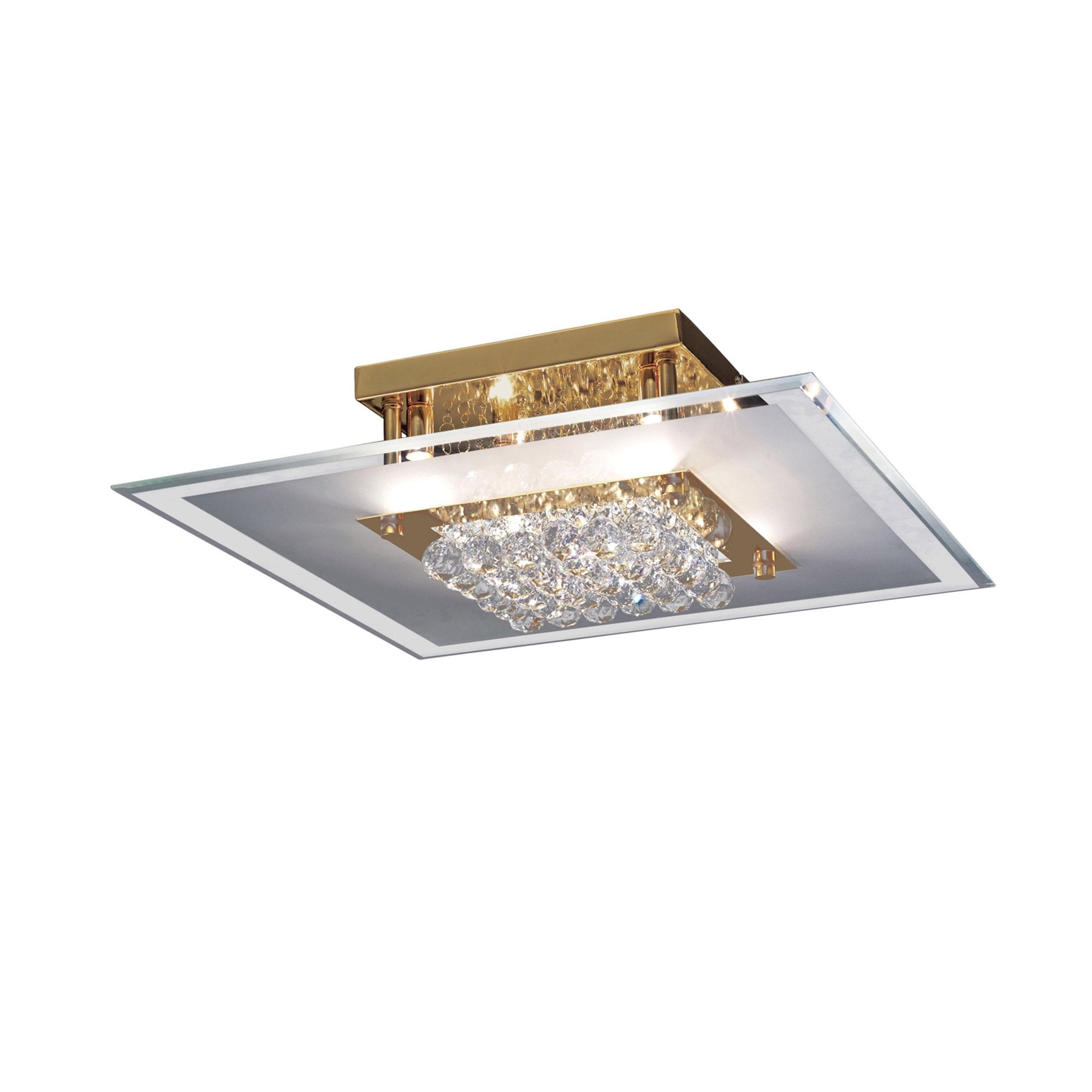 Diyas IL32024 Delmar Flush Square 6 Light French Gold/Glass/Crystal
