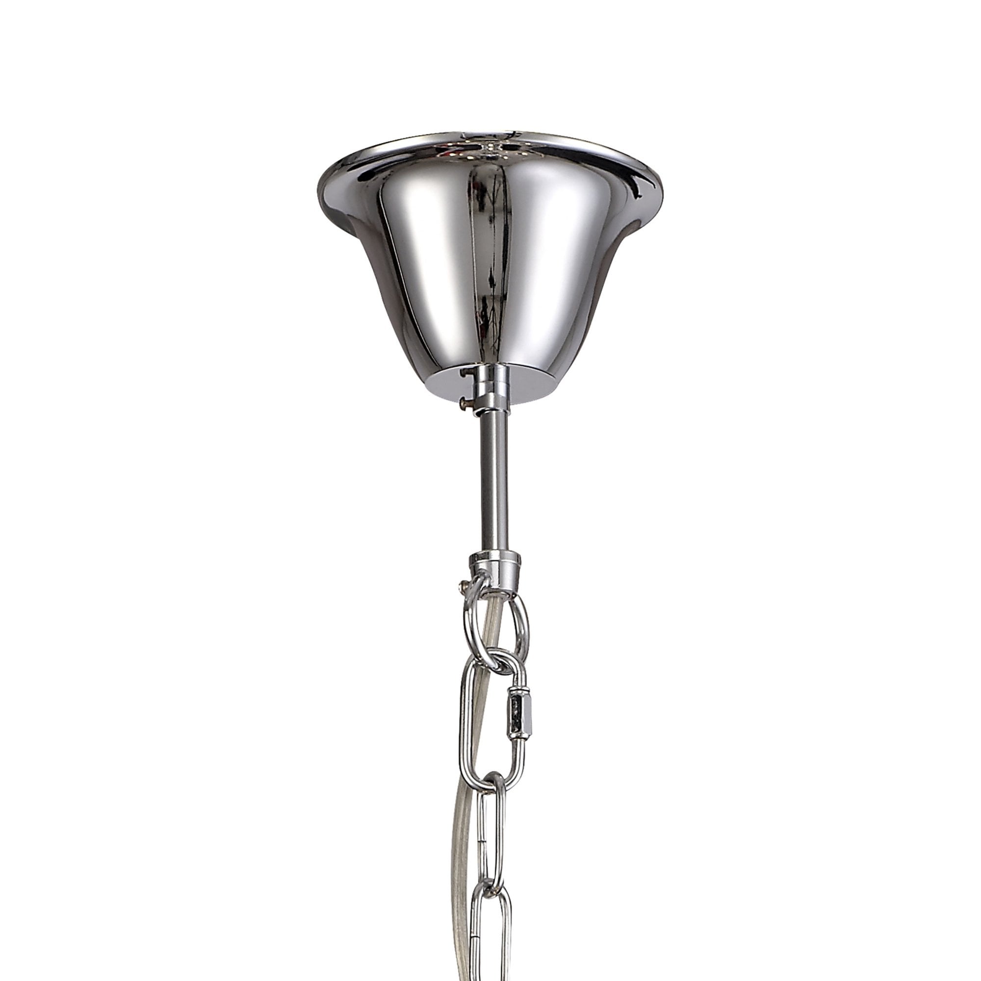 Diyas IL30045 Olivia Pendant With Ivory Cream Shade 5 Light Polished Chrome/Crystal