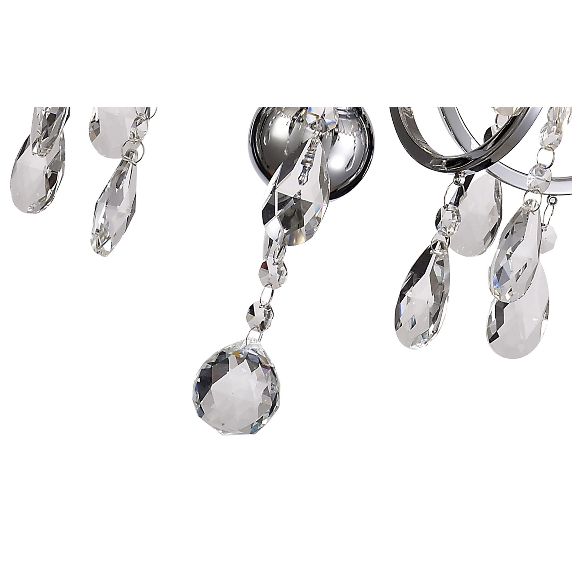 Diyas IL30045 Olivia Pendant With Ivory Cream Shade 5 Light Polished Chrome/Crystal
