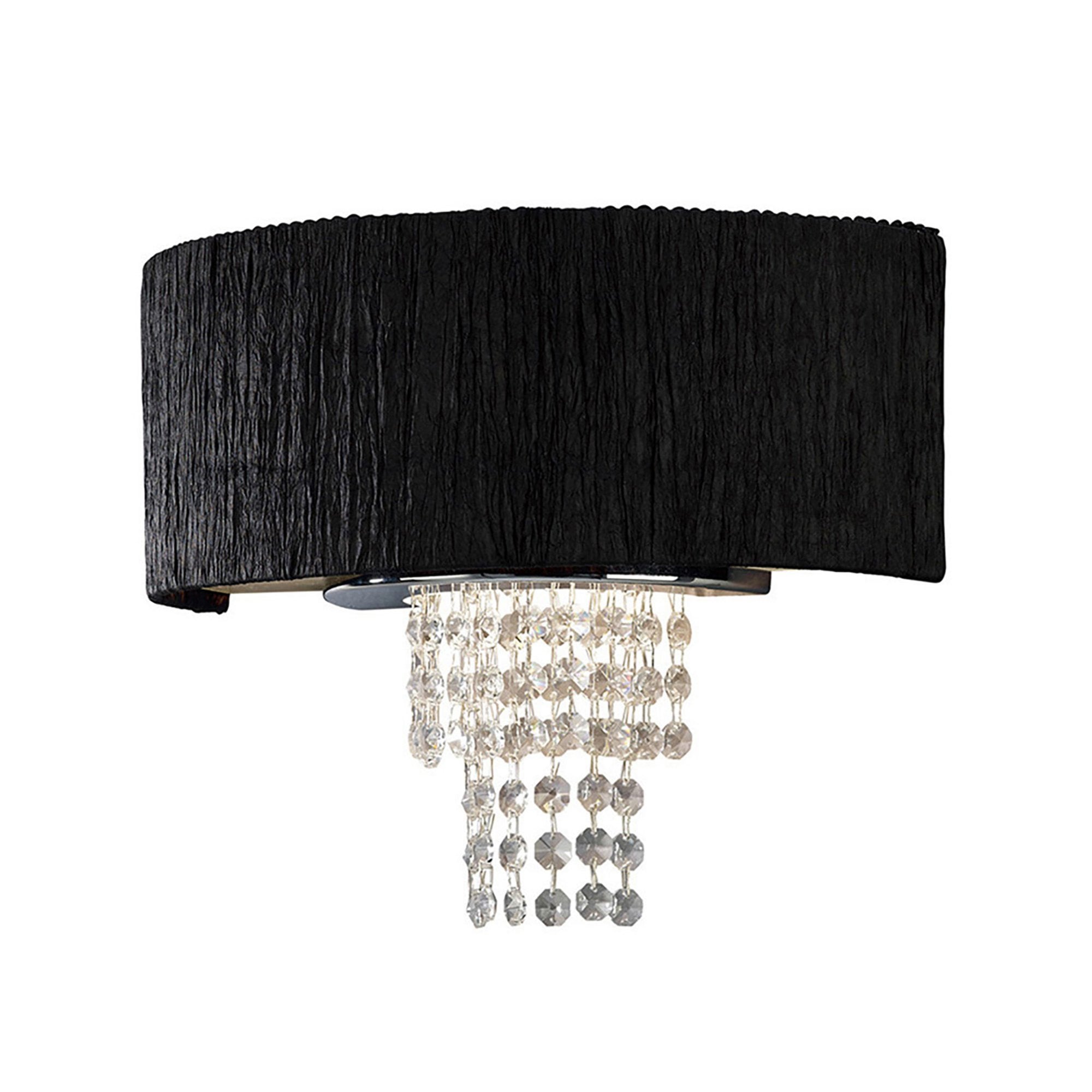 Diyas IL30271/BL Nerissa Wall Light With Black Shade 2 Light Polished Chrome/Crystal