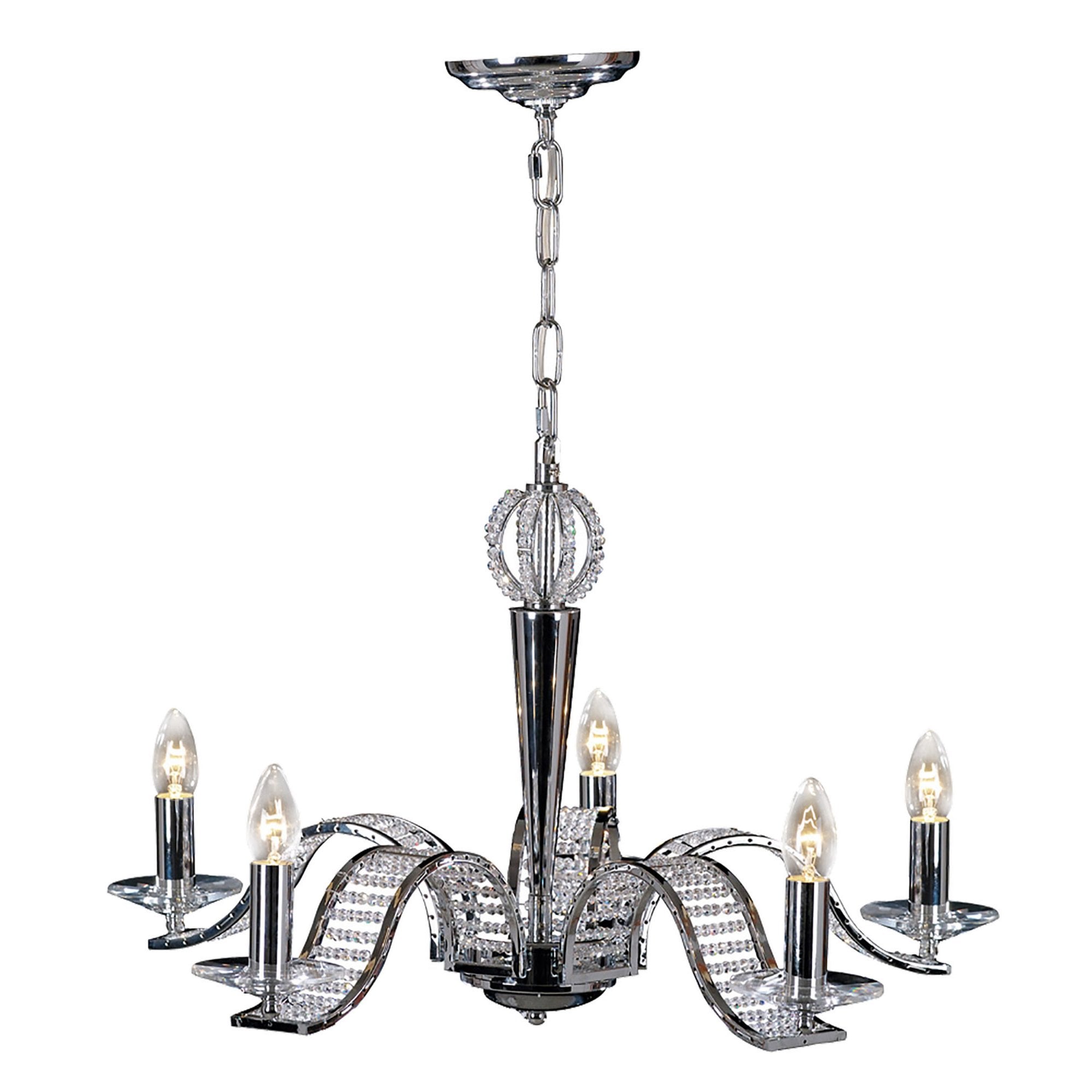 Diyas IL30345 Niobe Pendant 5 Light Polished Chrome/Crystal
