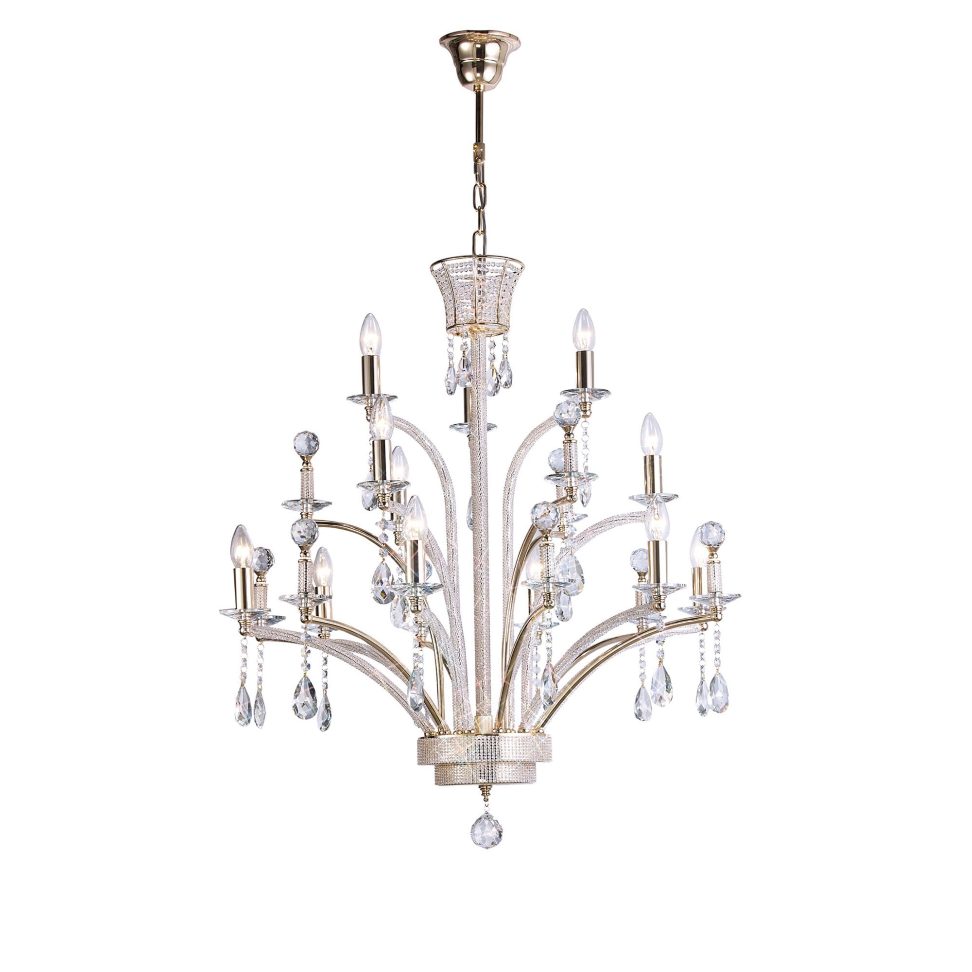 Diyas IL30381 Orlando Pendant Large 12 Light Gold Plated (ITEM REQUIRES ASSEMBLY)