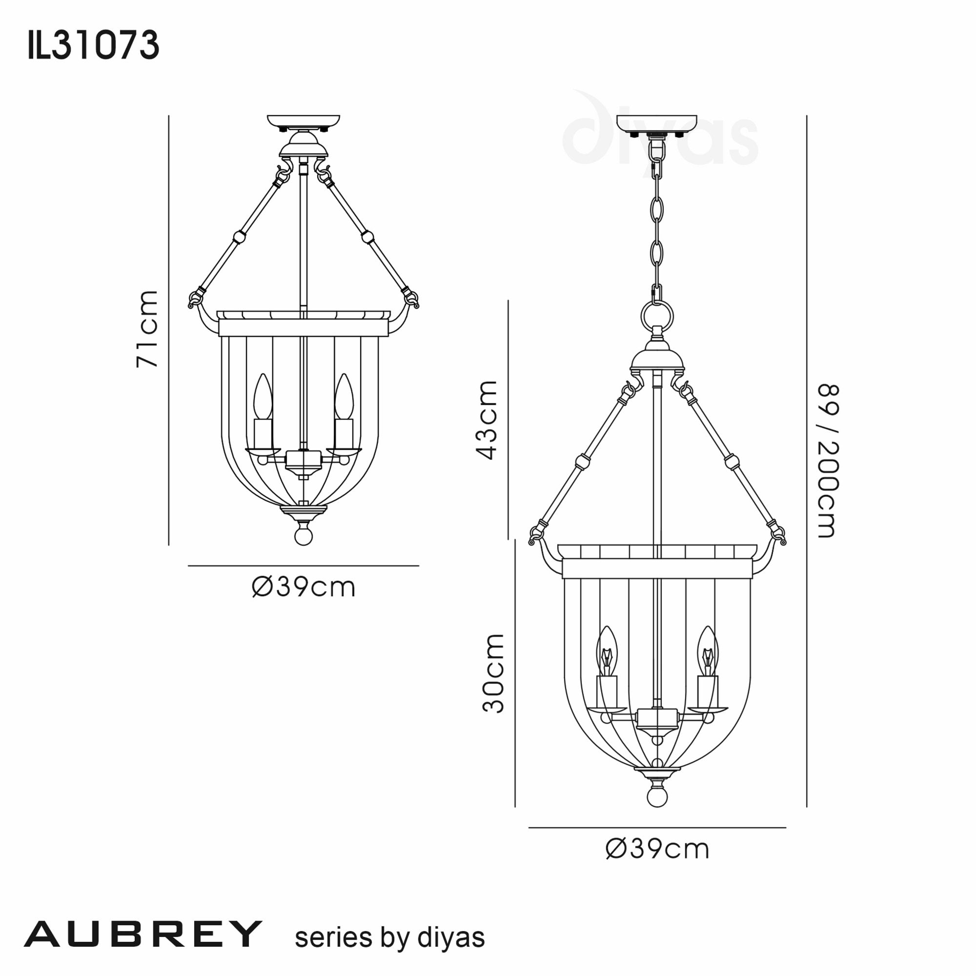 Diyas IL31073 Aubrey Pendant 4 Light Polished Chrome/Glass