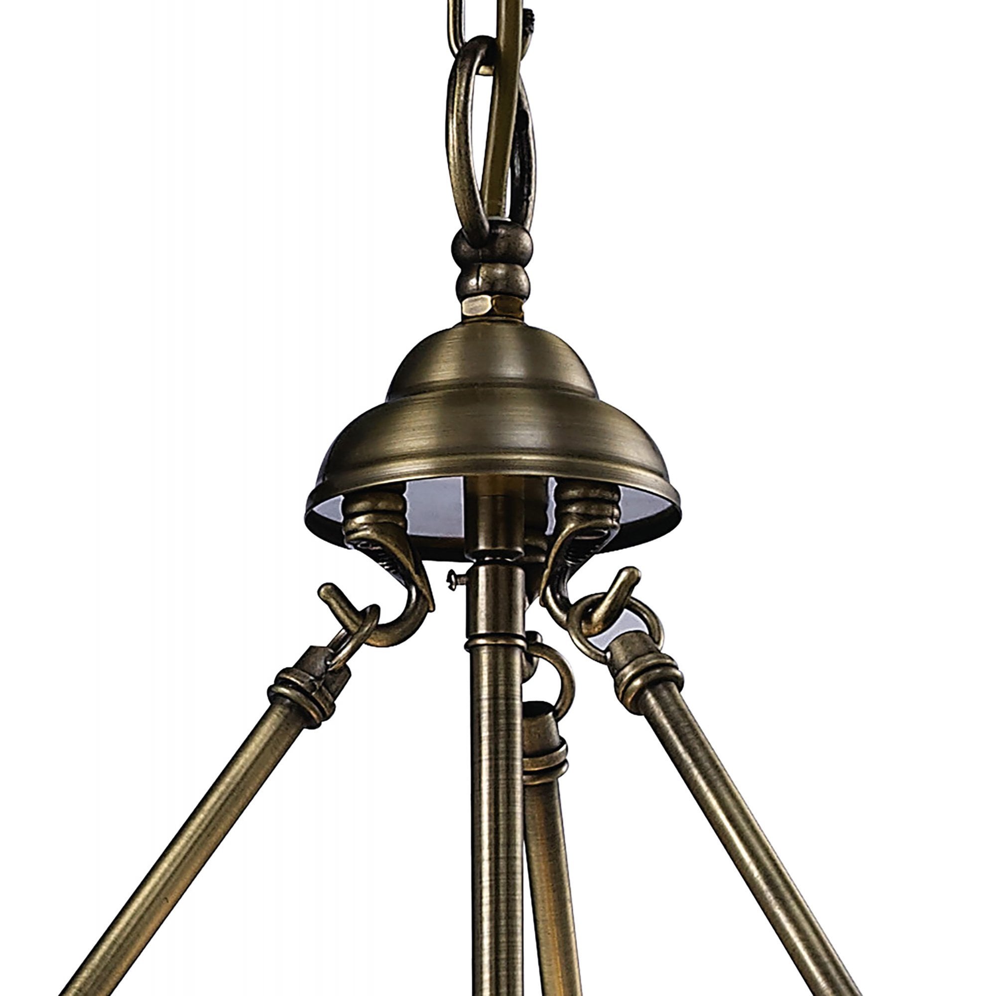 Diyas IL31077 Aubrey Pendant 4 Light Antique Brass/Glass