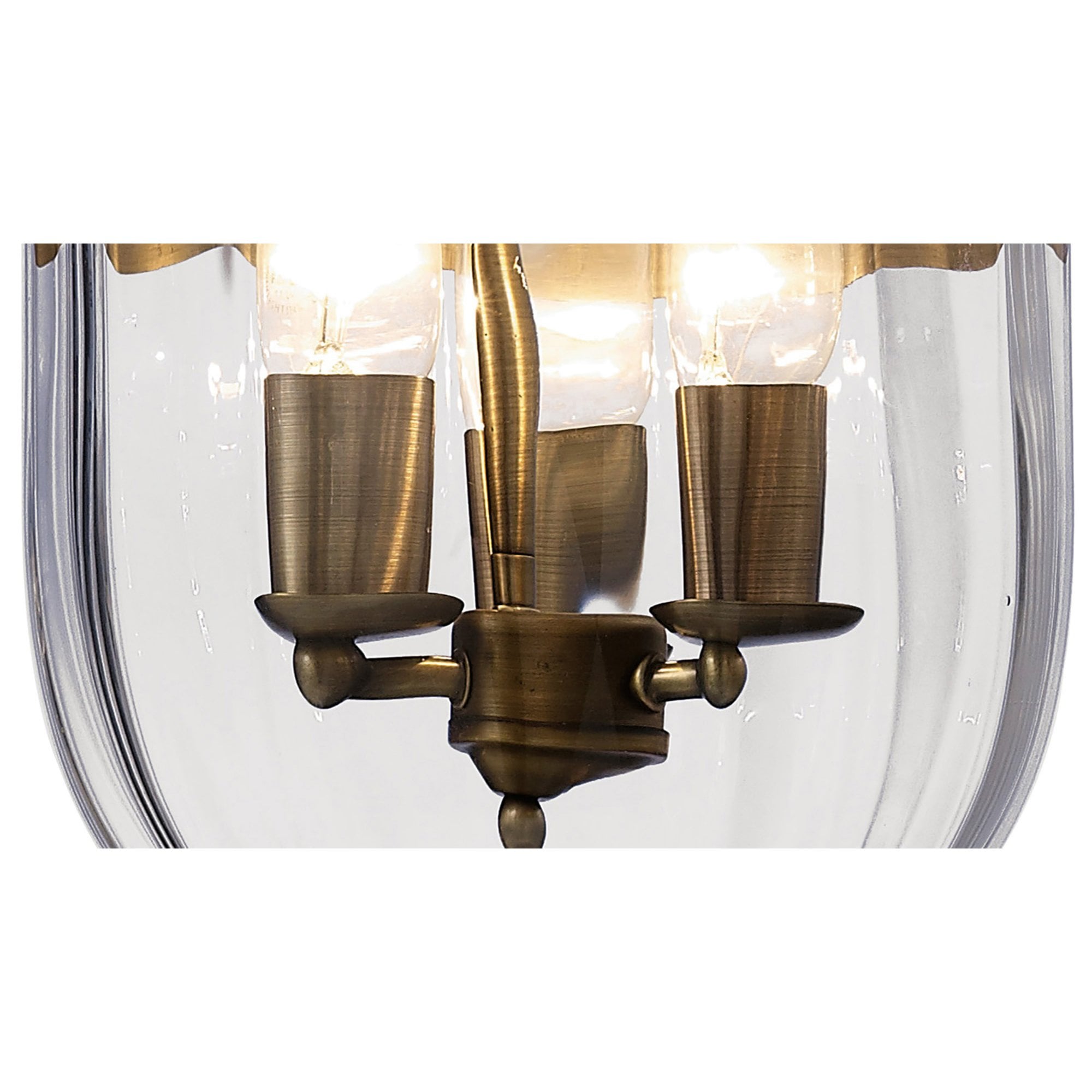 Diyas IL31076 Aubrey Pendant 3 Light Antique Brass/Glass