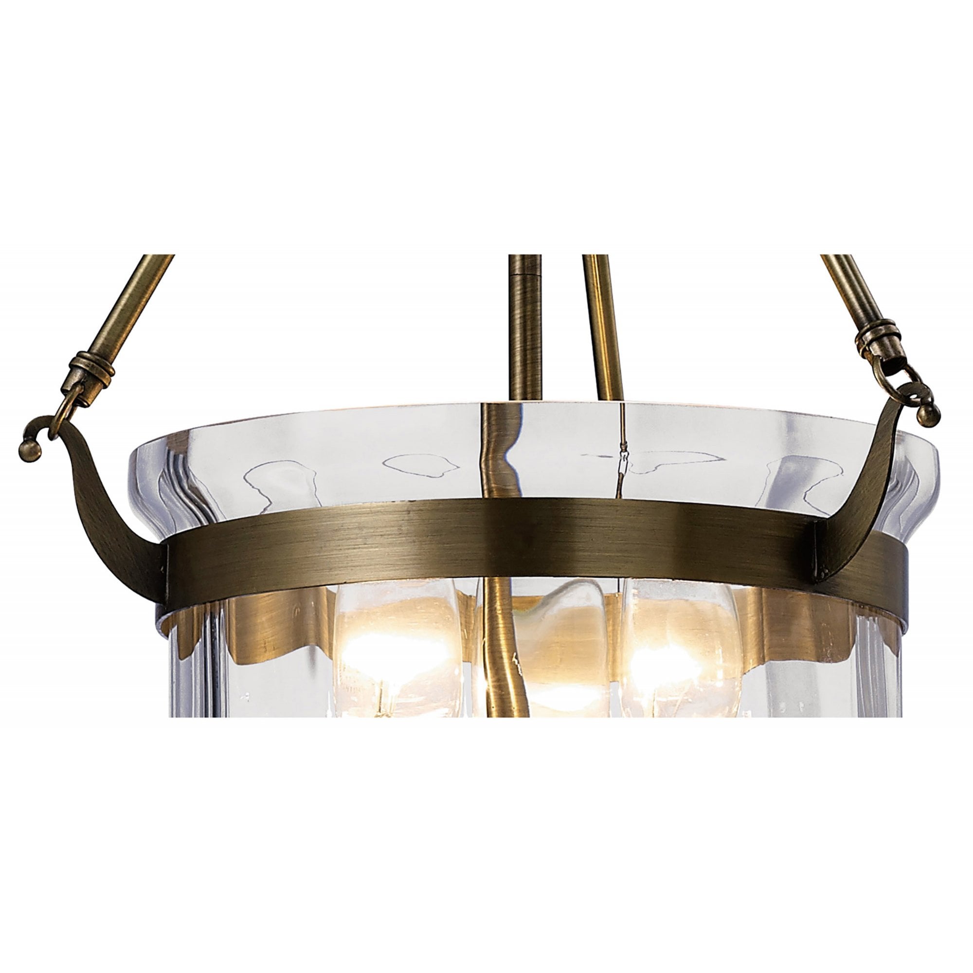 Diyas IL31076 Aubrey Pendant 3 Light Antique Brass/Glass