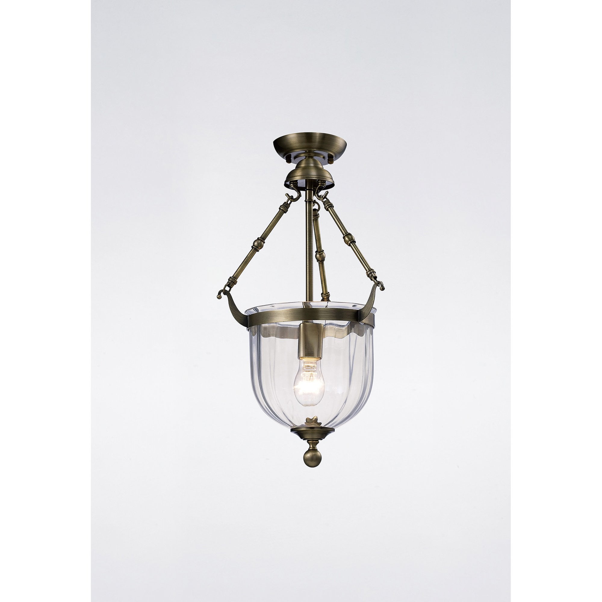 Diyas IL31075 Aubrey Pendant 1 Light Antique Brass/Glass
