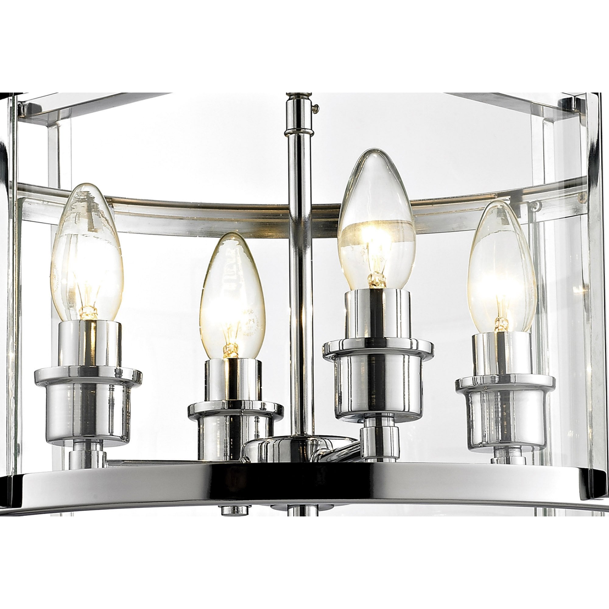 Diyas IL31081 Eaton Semi Ceiling 4 Light Polished Chrome/Glass