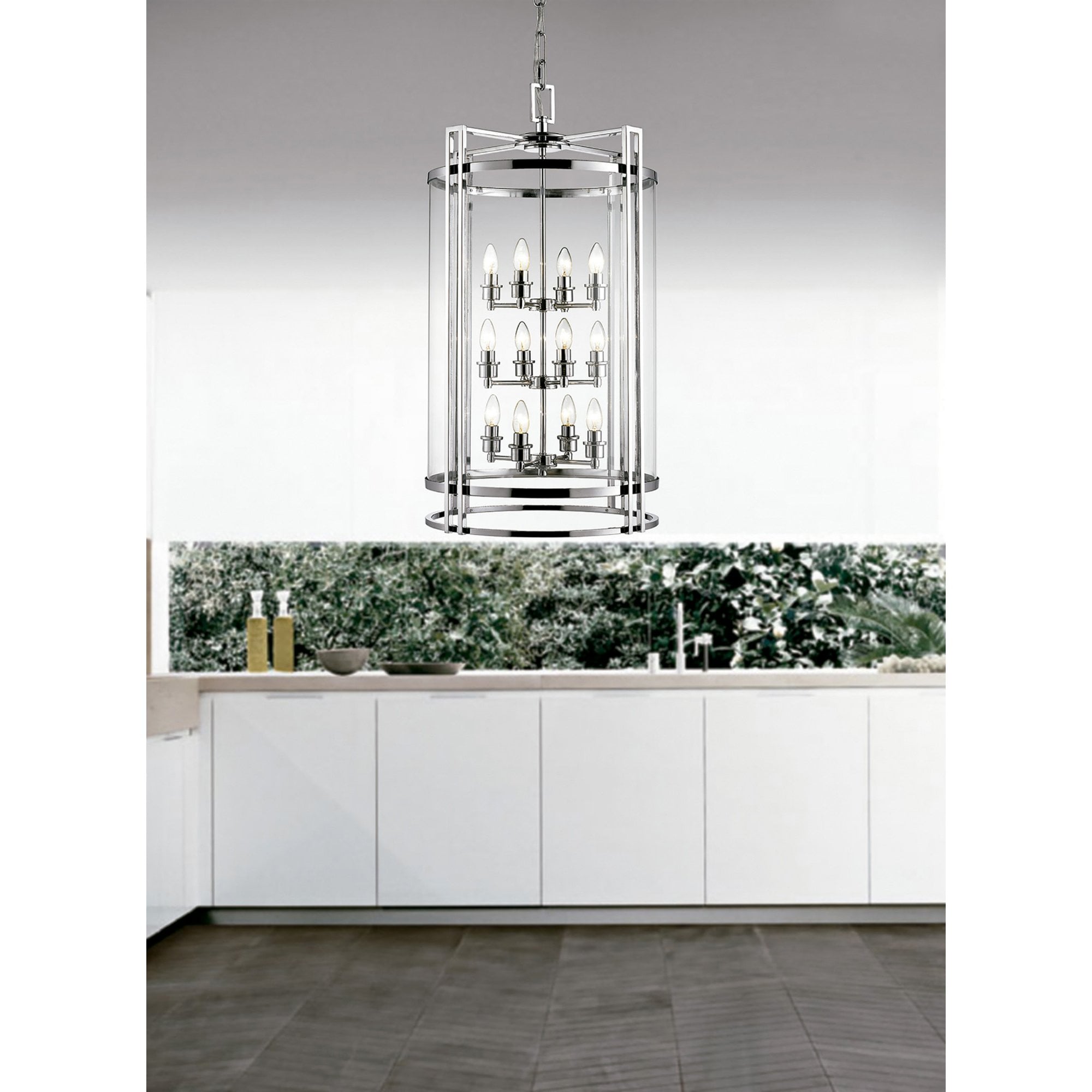 Diyas IL31085 Eaton Pendant 12 Light Polished Chrome/Glass