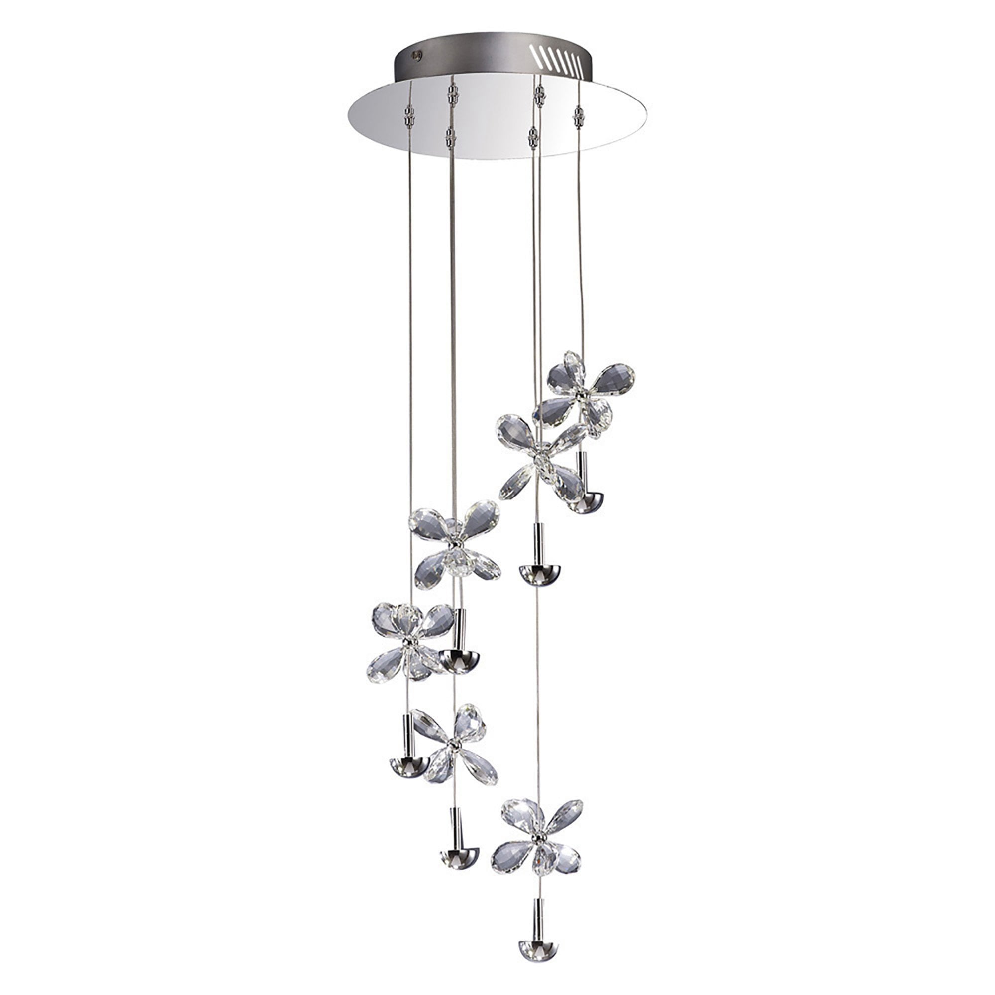 Diyas IL31141 Aviva Pendant 6 Light 4000K LED Polished Chrome/Crystal
