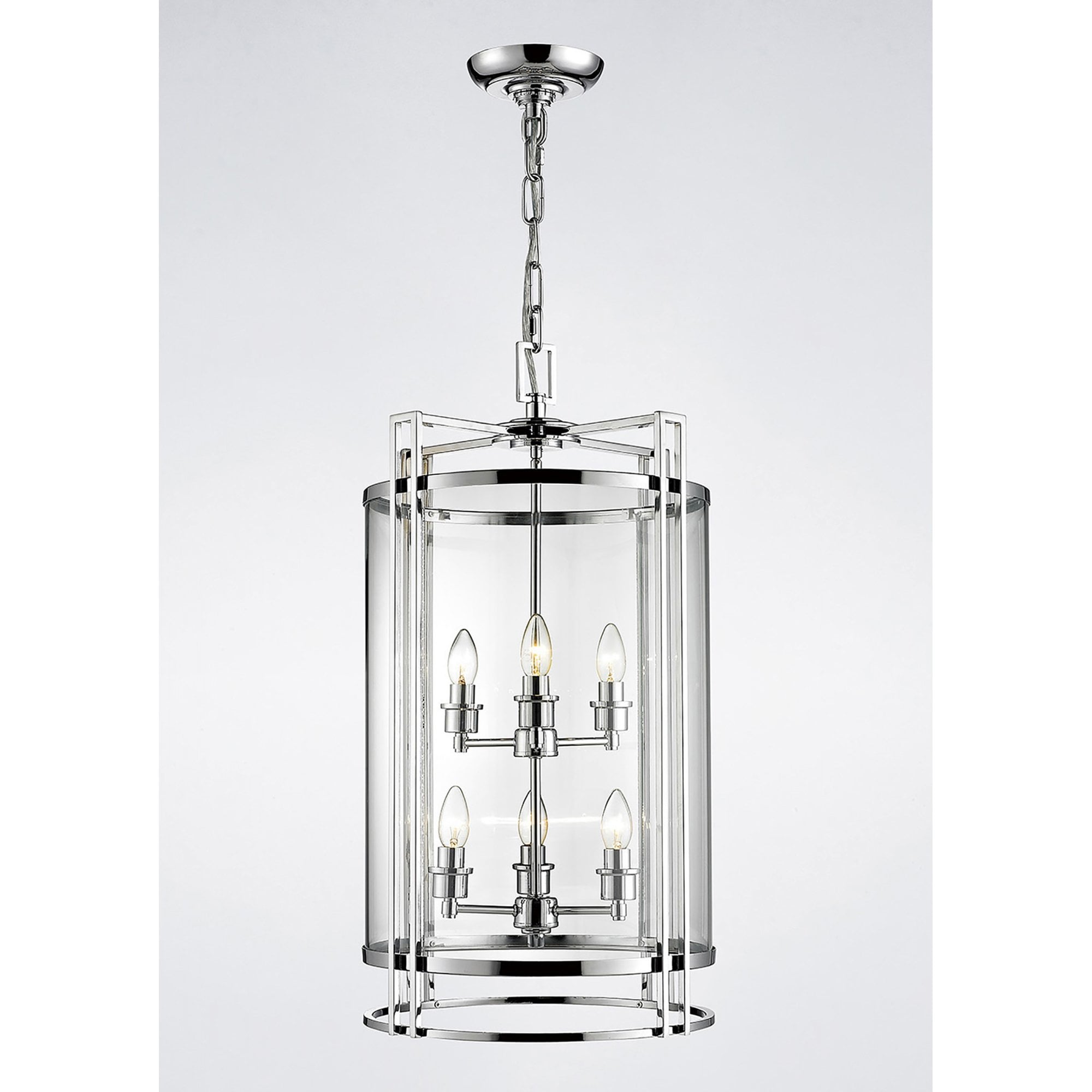 Diyas IL31084 Eaton Pendant 6 Light Polished Chrome/Glass